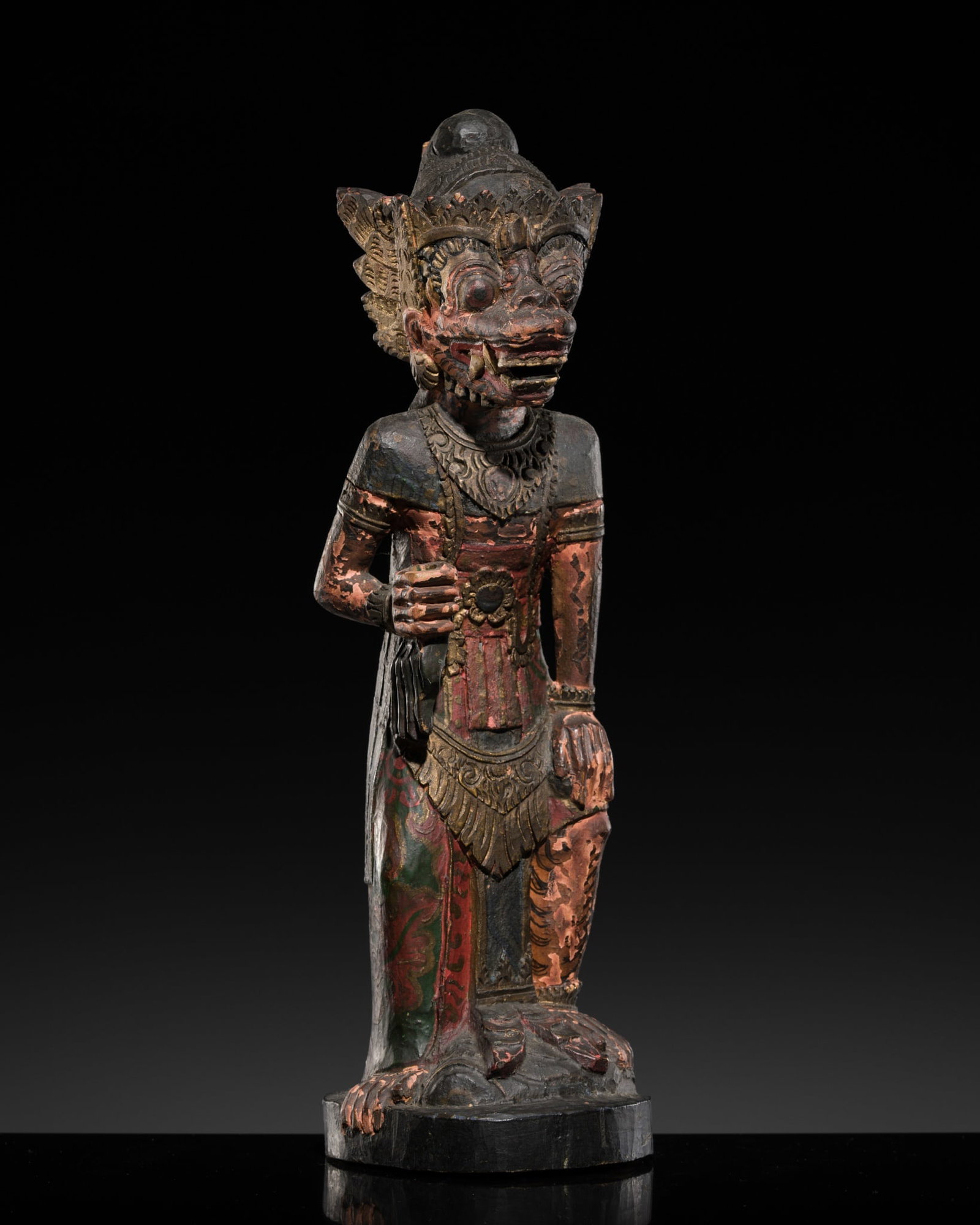 A POLYCHROME WOOD FIGURE OF HANUMAN, BALI, 19TH CENTURY (1 of 10)