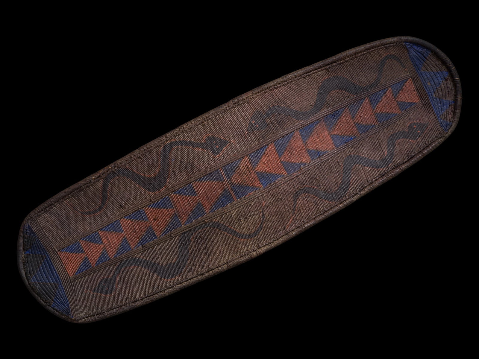A LARGE BAPOTO POLYCHROME BASKETRY CEREMONIAL SHIELD, LATE 19TH-FIRST THIRD OF 20TH CENTURY (1 of 12)