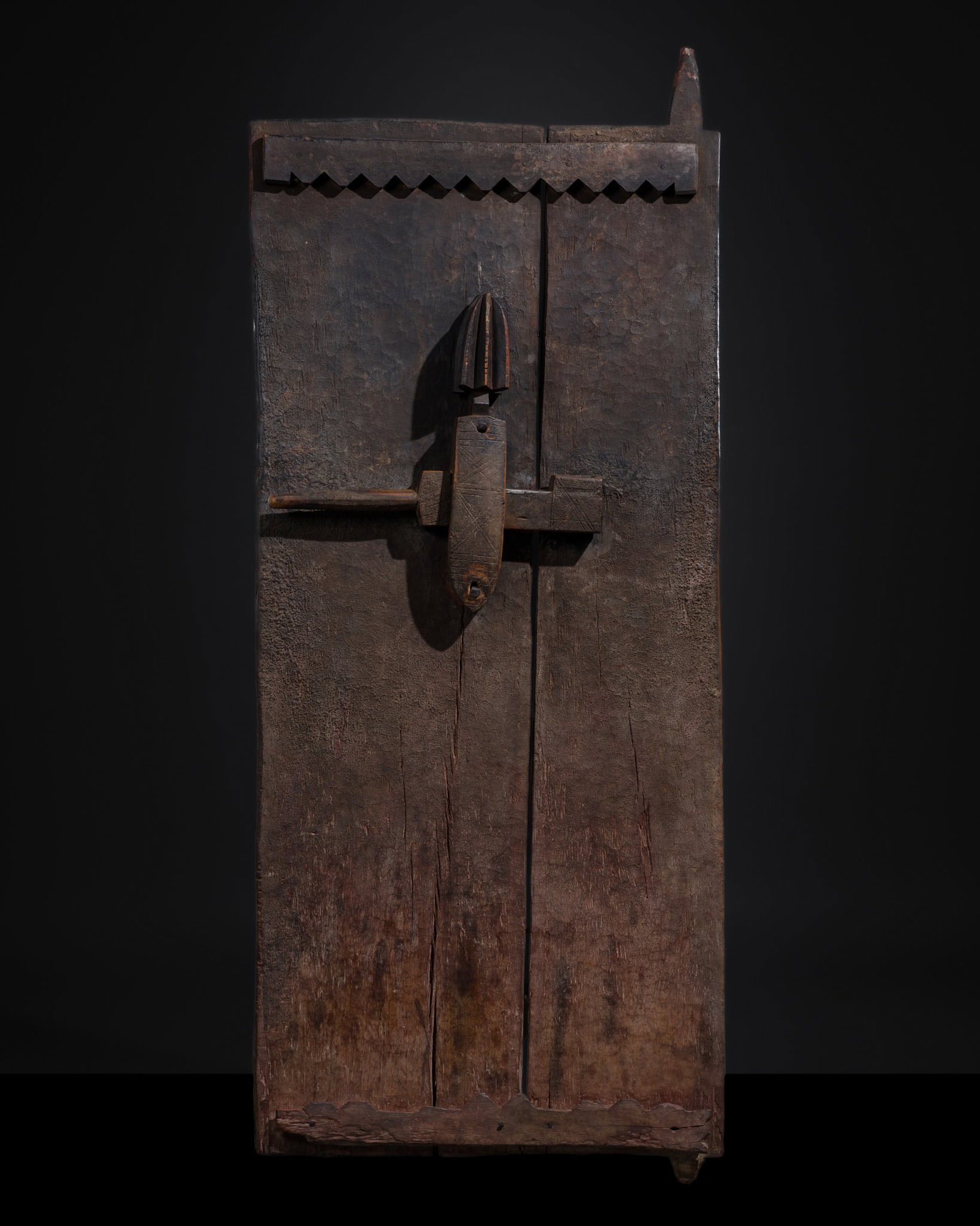 A RARE AND MASSIVE BAMANA WOOD MILLET GRANARY DOOR, FIRST HALF OF 20TH CENTURY (1 of 12)