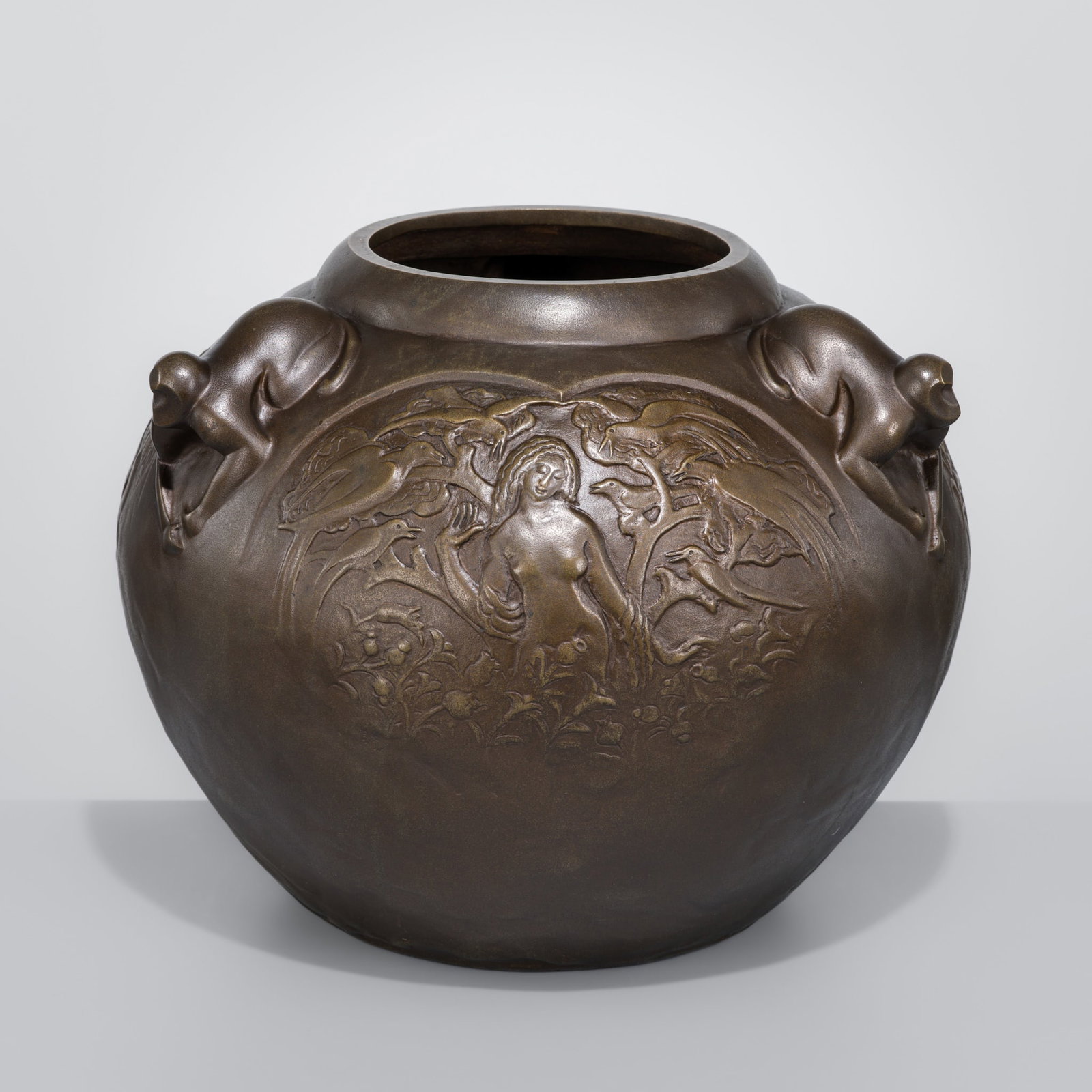 NEYA CHUROKU: HEIWA (PEACE): NEYA CHUROKU: HEIWA (PEACE) By Neya Churoku (1897–1987), sealed Churoku and Inu Japan, Showa period (1926–1989) Superbly cast, the globular body gently tapering toward the base, with broad