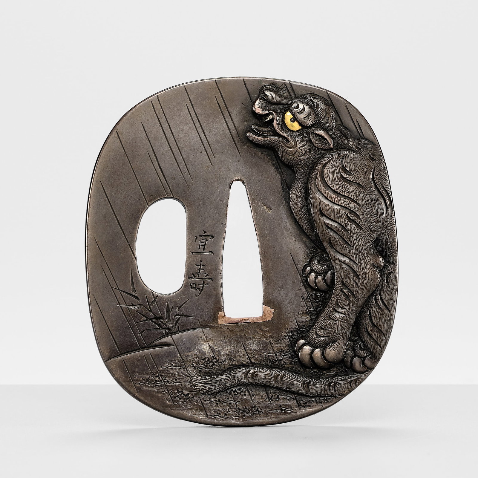 NOBUTOSHI: A FINE SHIBUICHI ‘TIGER AND DRAGON’ TSUBA (1 of 6)
