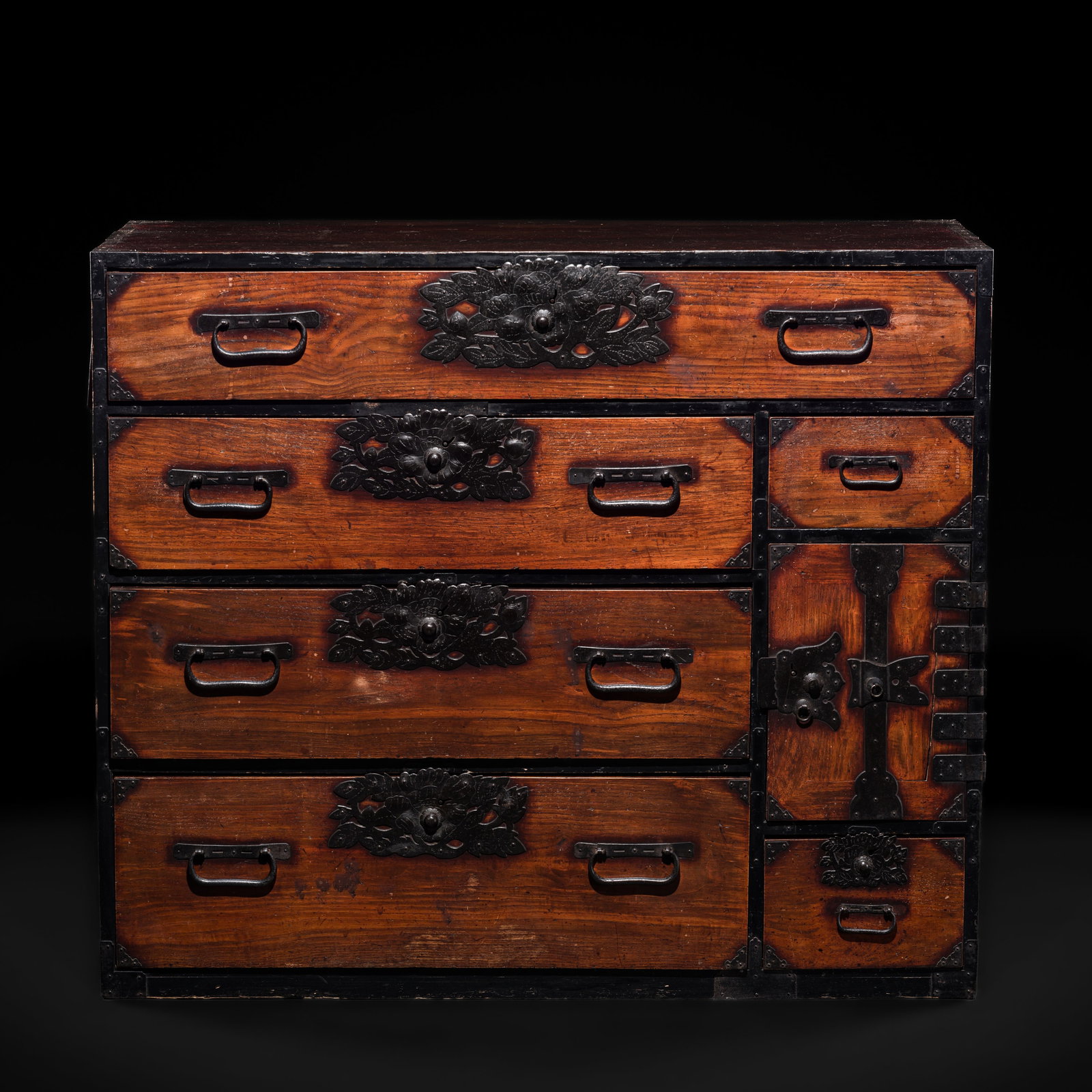 A SENDAI STYLE JAPANESE ELM WOOD (KEYAKI) TANSU (1 of 13)