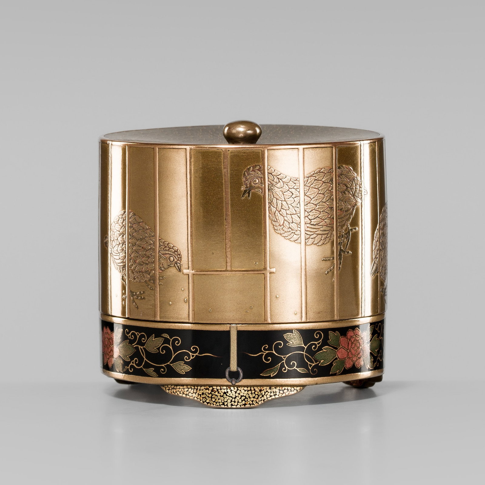 A SUPERB LACQUER ‘QUAIL CAGE’ KOGO (INCENSE BOX) (1 of 20)