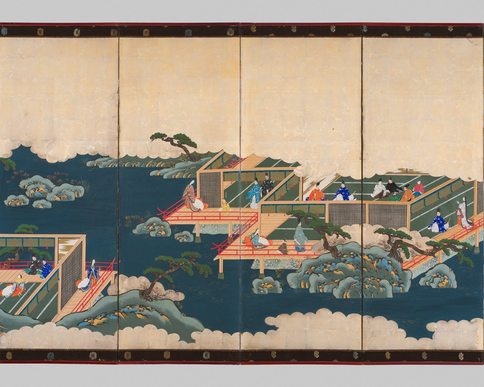 A SIX-PANEL ‘TALE OF GENJI’ BYOBU (FOLDING SCREEN) (1 of 15)