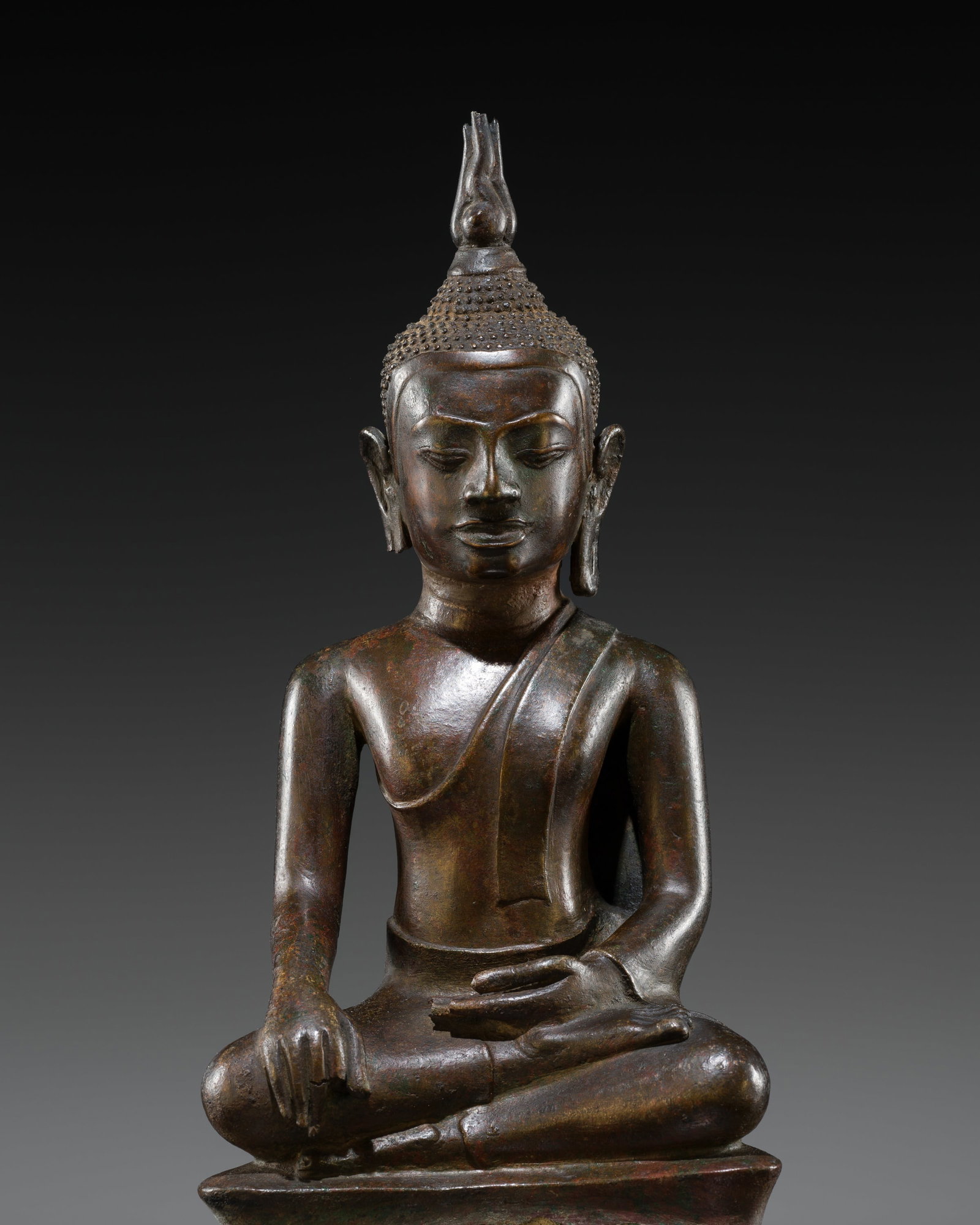 A BRONZE FIGURE OF BUDDHA SHAKYAMUNI, U-THONG B STYLE, 14TH-15TH CENTURY (1 of 17)