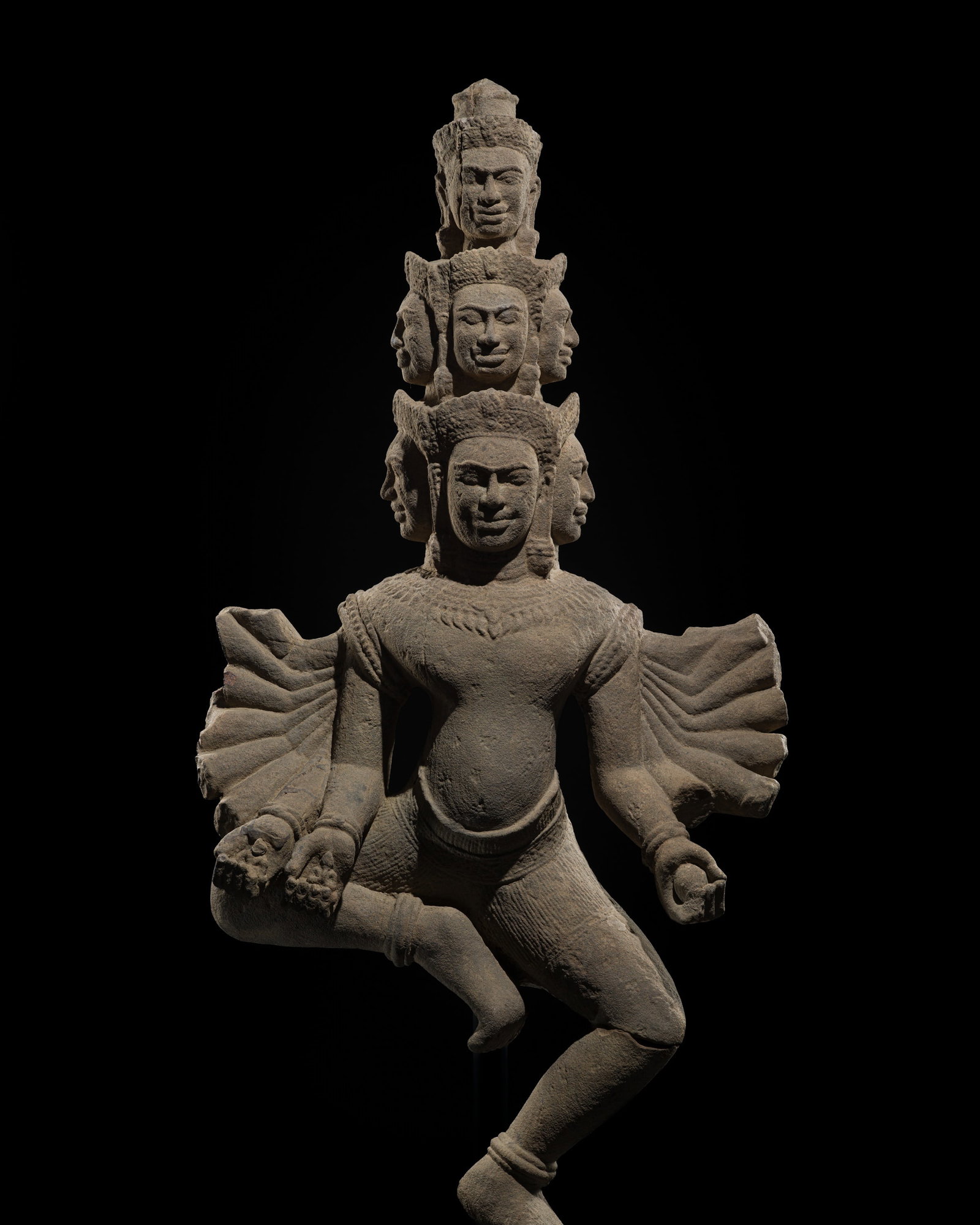 A MONUMENTAL AND IMPORTANT SANDSTONE FIGURE OF DANCING HEVAJRA, BAPHUON PERIOD, 11TH CENTURY: A MONUMENTAL AND IMPORTANT SANDSTONE FIGURE OF DANCING HEVAJRA, BAPHUON PERIOD, 11TH CENTURY This lot is from a single owner collection and is therefore offered without reserve The Jorgen Ruben Galler