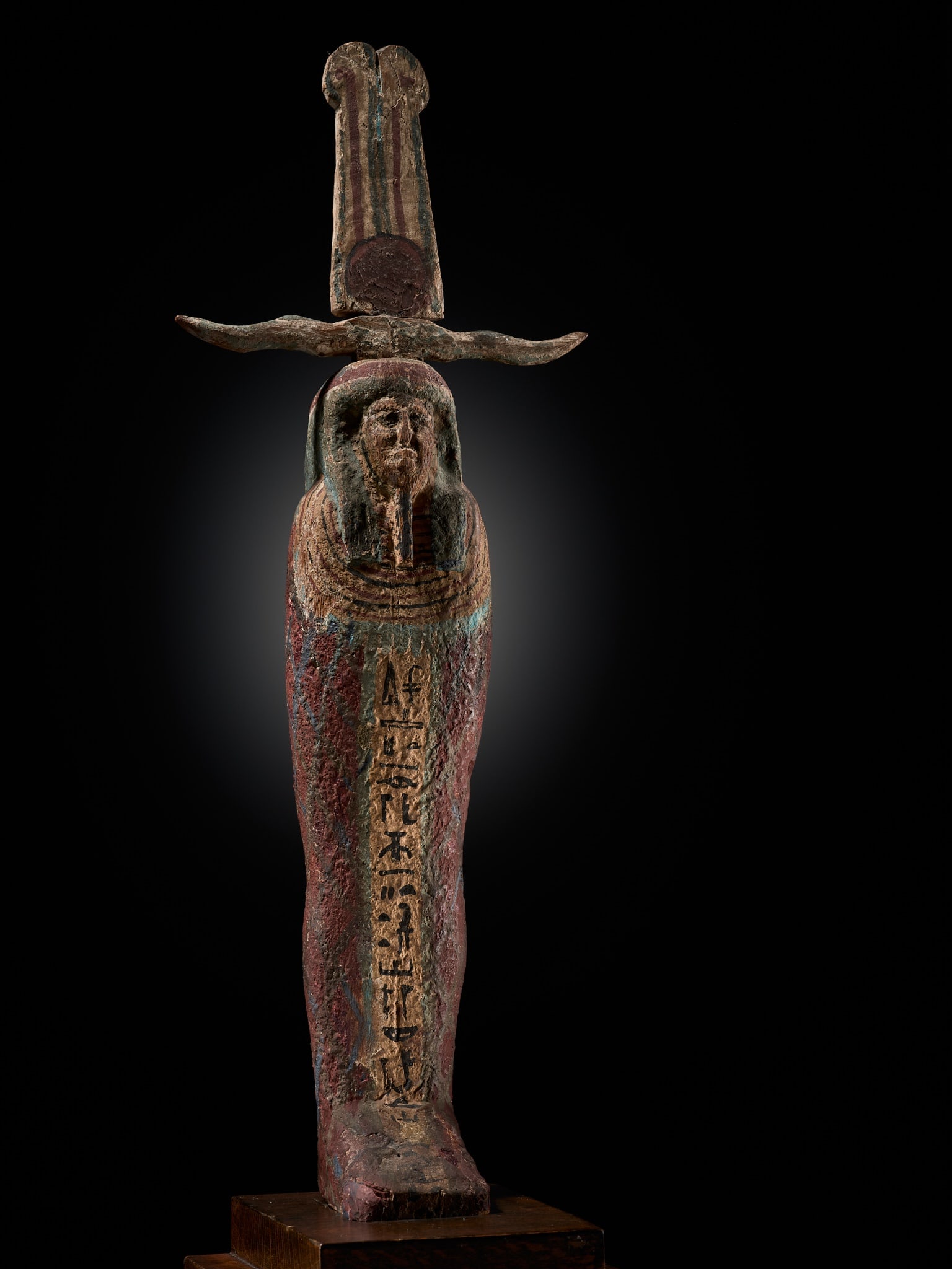 AN EGYPTIAN POLYCHROME FIGURE OF PTAH-SOKAR-OSIRIS, LATE PERIOD (1 of 15)
