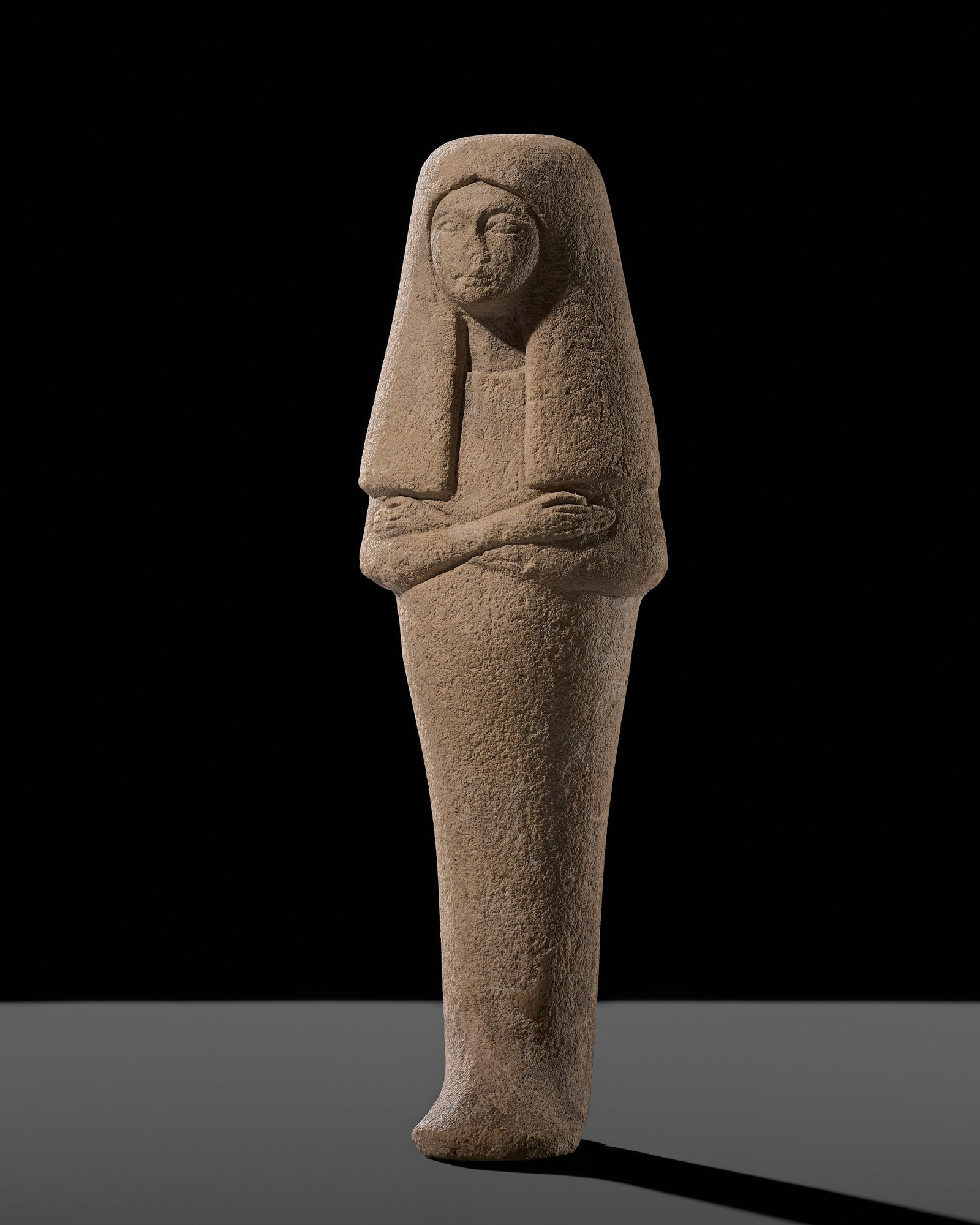 AN EGYPTIAN LIMESTONE SHABTI, NEW KINGDOM, DYNASTY XIX, REIGN OF RAMESSES II: AN EGYPTIAN LIMESTONE SHABTI, NEW KINGDOM, DYNASTY XIX, REIGN OF RAMESSES II This lot is from a single owner collection and is therefore offered without reserve The Jorgen Ruben Gallery Ledger, entry 