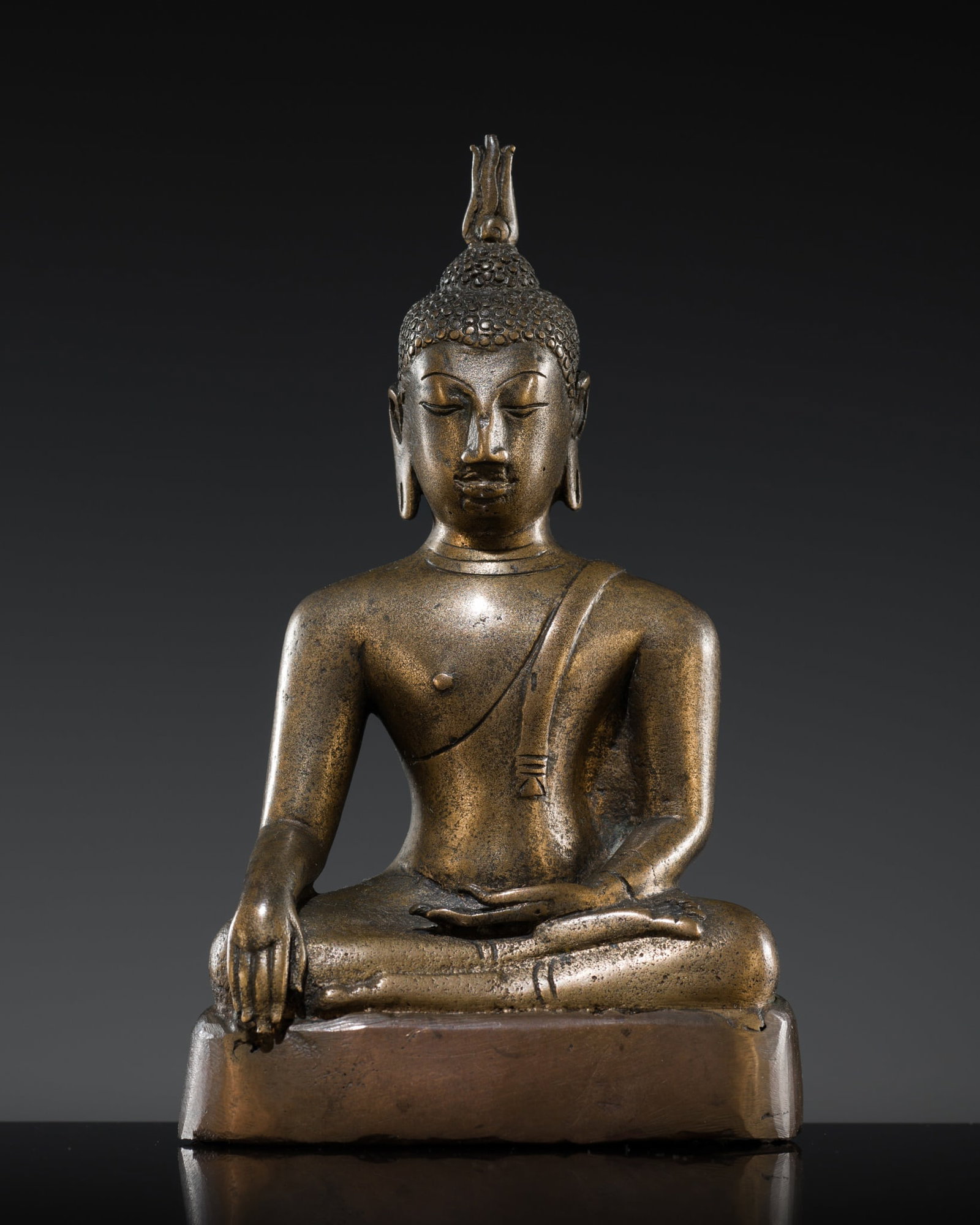 A BRONZE FIGURE OF BUDDHA SHAKYAMUNI, CHIENG SEN STYLE, SUKHOTHAI PERIOD, 15TH CENTURY (1 of 14)