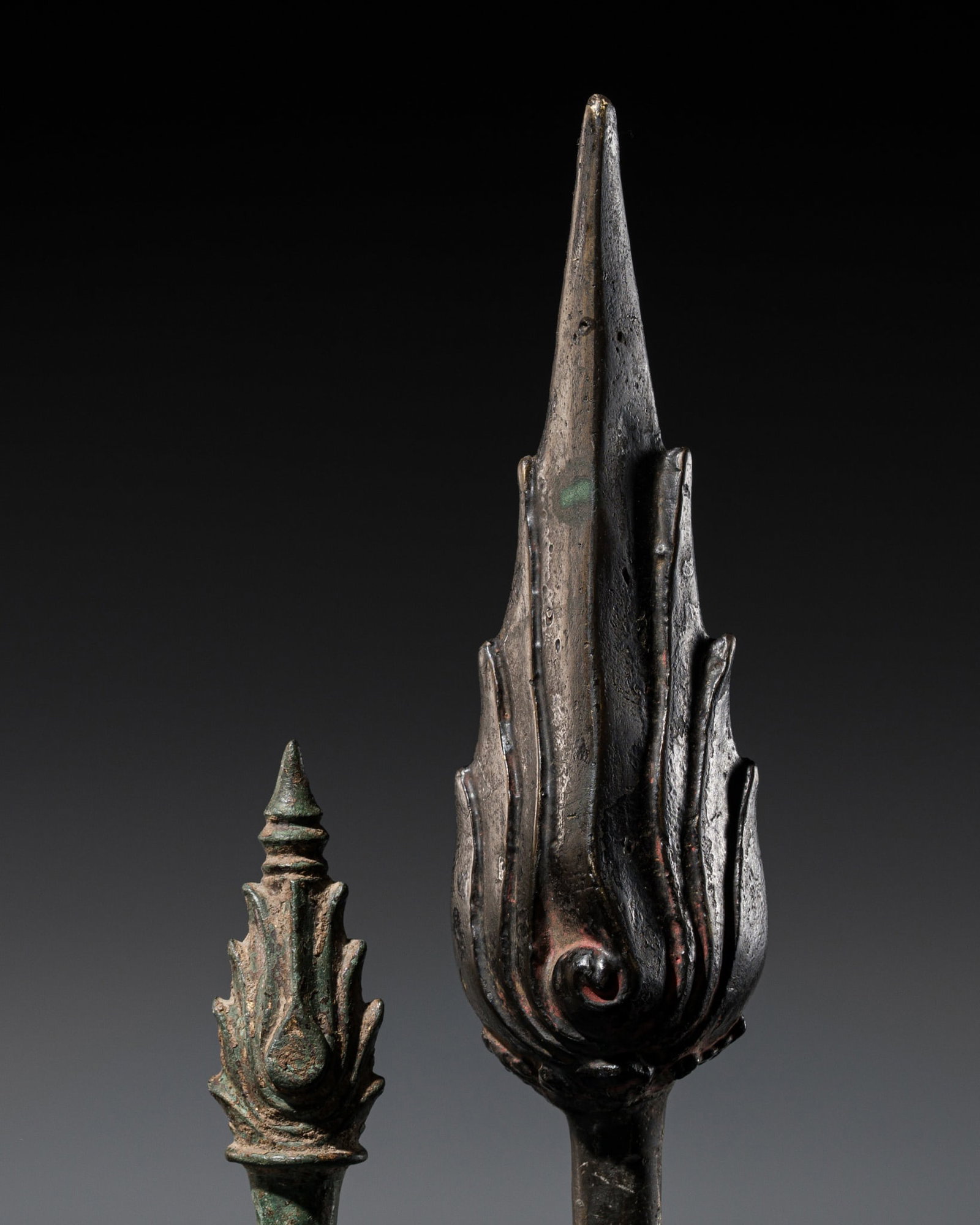 TWO BRONZE BUDDHA'S ENLIGHTENMENT FLAMES, SIRASPATA, LAN NA KINGDOM (1 of 9)