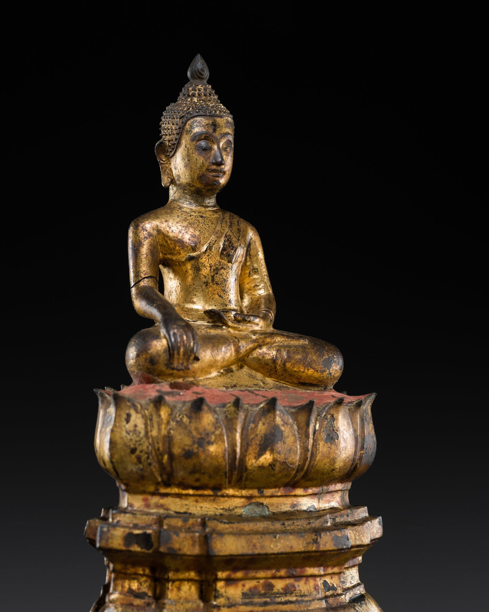 A GILT-LACQUERED BRONZE FIGURE OF BUDDHA SHAKYAMUNI, AYUTTHAYA PERIOD, 17TH CENTURY (1 of 14)