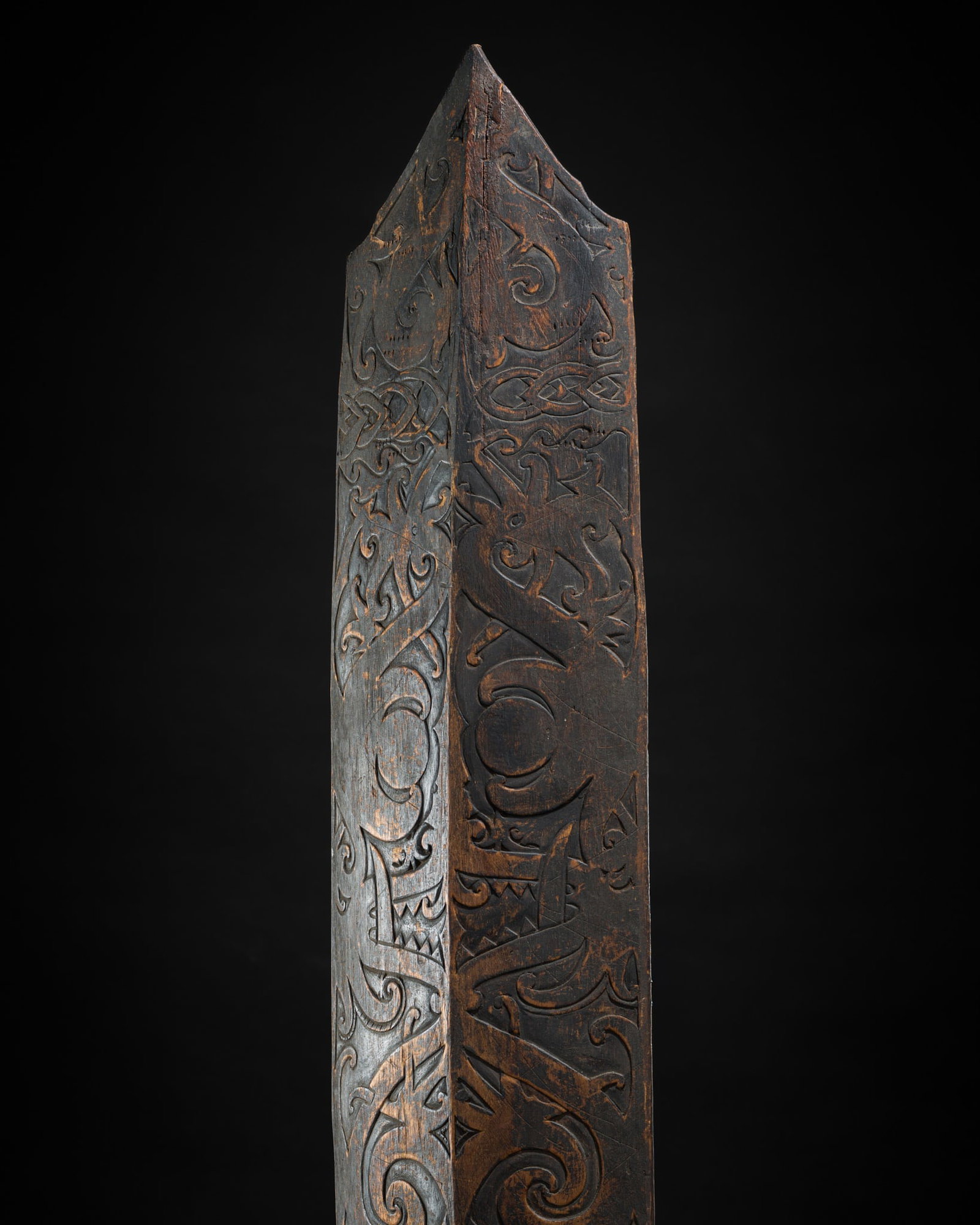 A CARVED WOOD KLAU SHIELD, DAYAK PEOPLE, BORNEO: A CARVED WOOD KLAU SHIELD, DAYAK PEOPLE, BORNEO This lot is from a single owner collection and is therefore offered without reserve The Jorgen Ruben Gallery Ledger, entry from 2005: “No. 480, ST