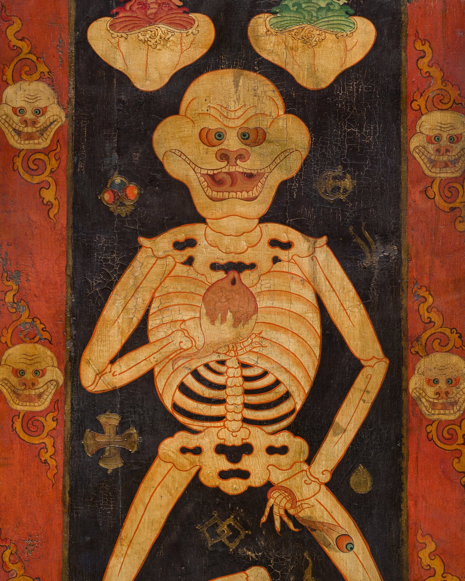 A LARGE PAINTED WOOD PANEL DEPICTING A CHITIPATI, TIBET, 18TH-19TH CENTURY: A LARGE PAINTED WOOD PANEL DEPICTING A CHITIPATI, TIBET, 18TH-19TH CENTURY This lot is from a single owner collection and is therefore offered without reserve The Jorgen Ruben Gallery Ledger, entry fr