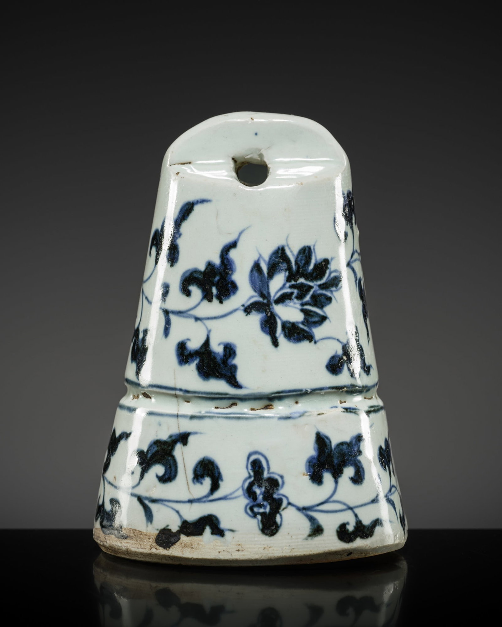 A RARE BLUE AND WHITE WEIGHT, QUAN, YUAN DYNASTY: A RARE BLUE AND WHITE WEIGHT, QUAN, YUAN DYNASTY This lot is from a single owner collection and is therefore offered without reserve The Jorgen Ruben Gallery Ledger, entry from 2005: “No. 238, F
