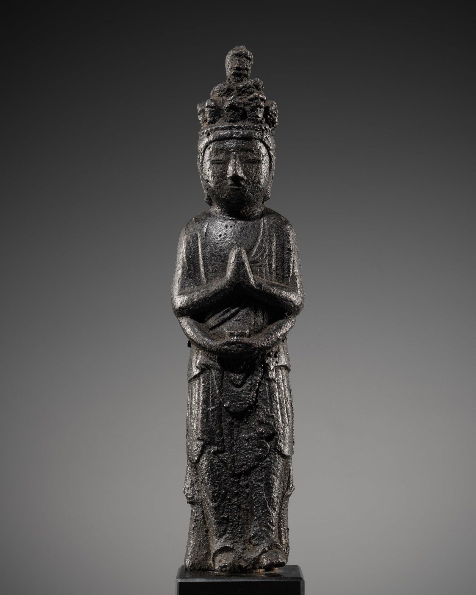 A RARE INSCRIBED BRONZE FIGURE OF JUICHIMEN KANNON, HEIAN-KAMAKURA PERIOD, CIRCA 12TH-13TH CENTURY (1 of 14)