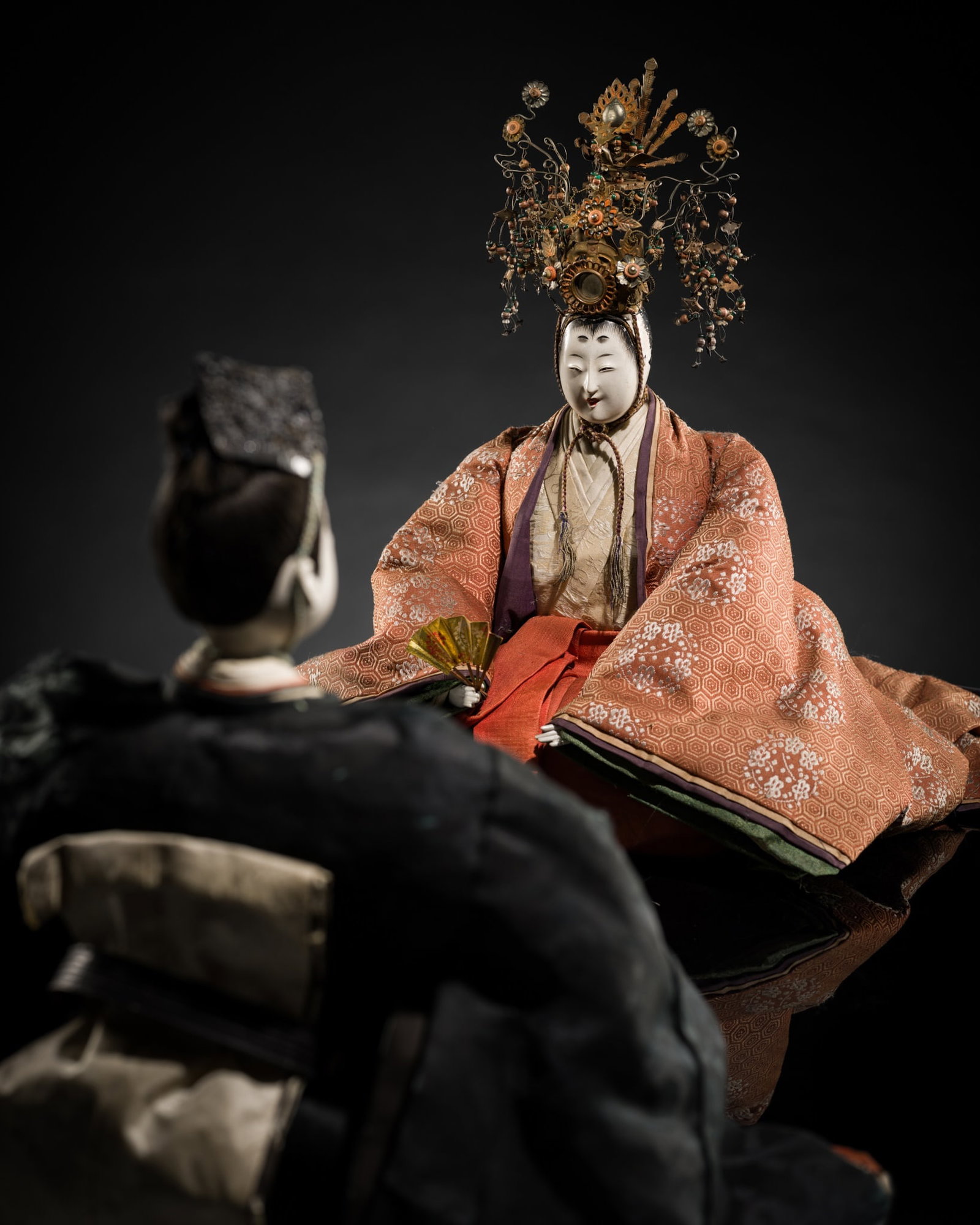 A PAIR OF 'EMPEROR AND EMPRESS' HINA-NINGYO DOLLS, LATE EDO PERIOD: A PAIR OF 'EMPEROR AND EMPRESS' HINA-NINGYO DOLLS, LATE EDO PERIOD This lot is from a single owner collection and is therefore offered without reserve The Jorgen Ruben Gallery Ledger, entry from 2012:
