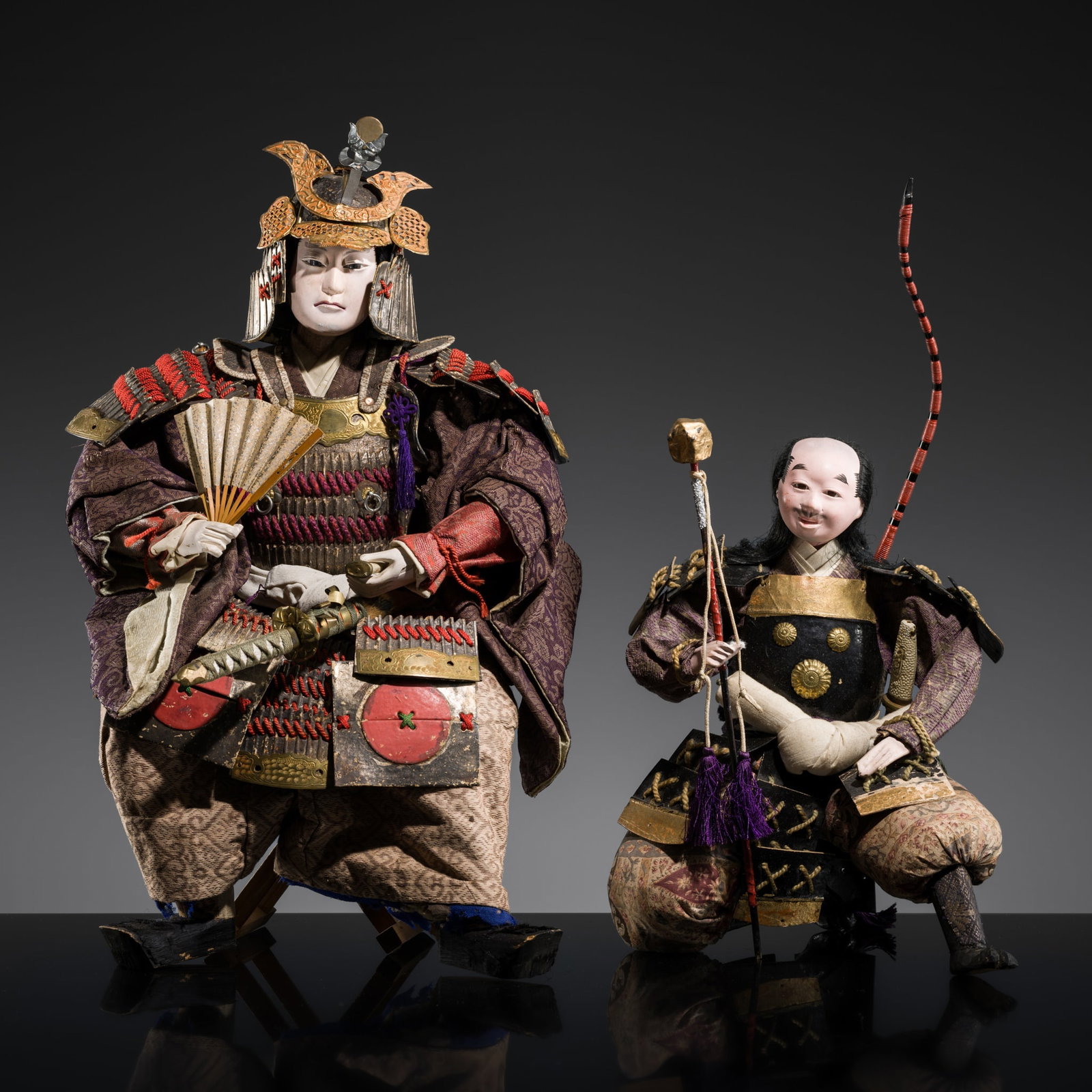 A GROUP OF TWO MUSHA-NINGYO 'SAMURAI AND RETAINER' DOLLS, EDO-MEIJI (1 of 20)