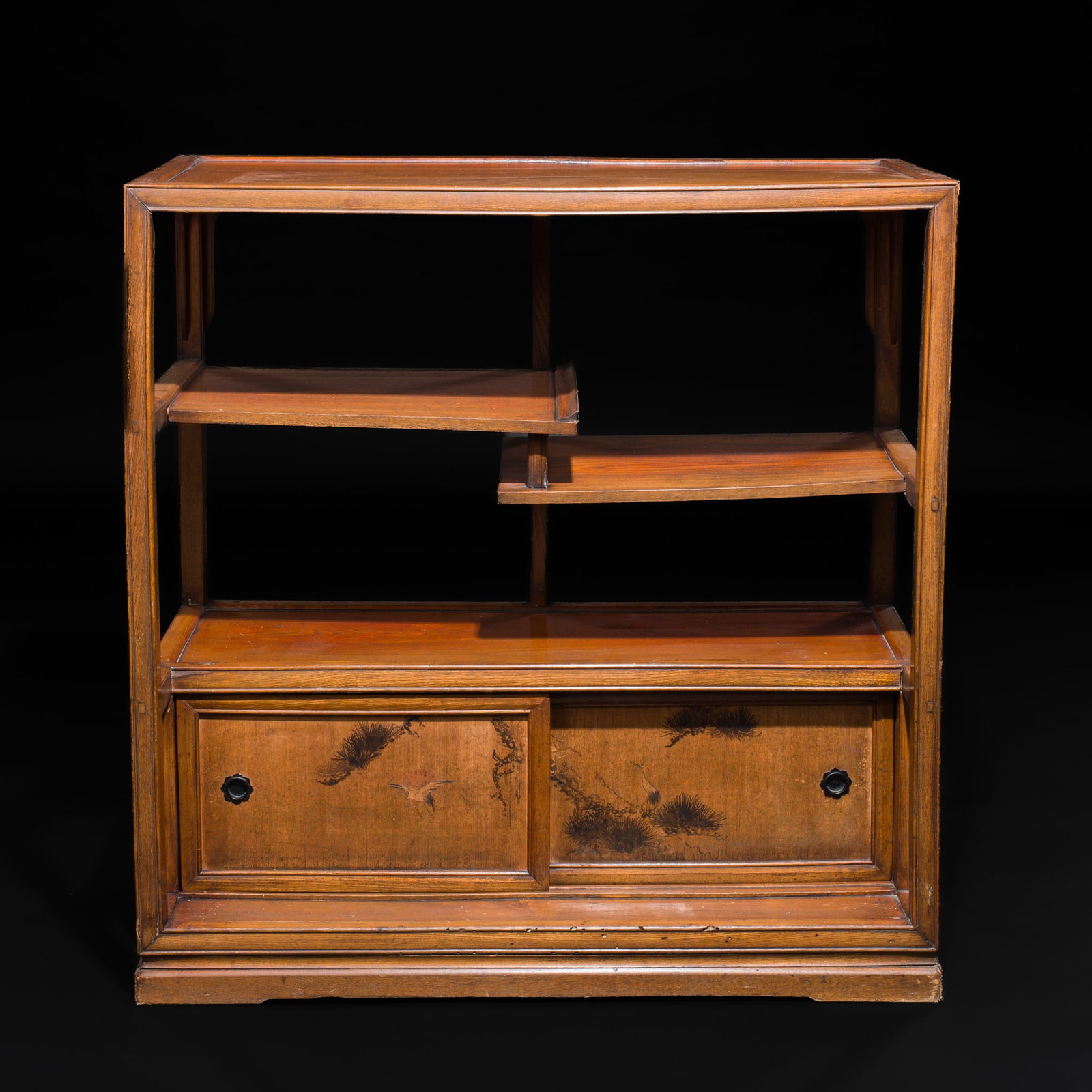 A KEYAKI WOOD TEA CHEST, CHA DANSU, MEIJI PERIOD: A KEYAKI WOOD TEA CHEST, CHA DANSU, MEIJI PERIOD This lot is from a single owner collection and is therefore offered without reserve The Jorgen Ruben Gallery Ledger, entry from 2005: “No. 379, P
