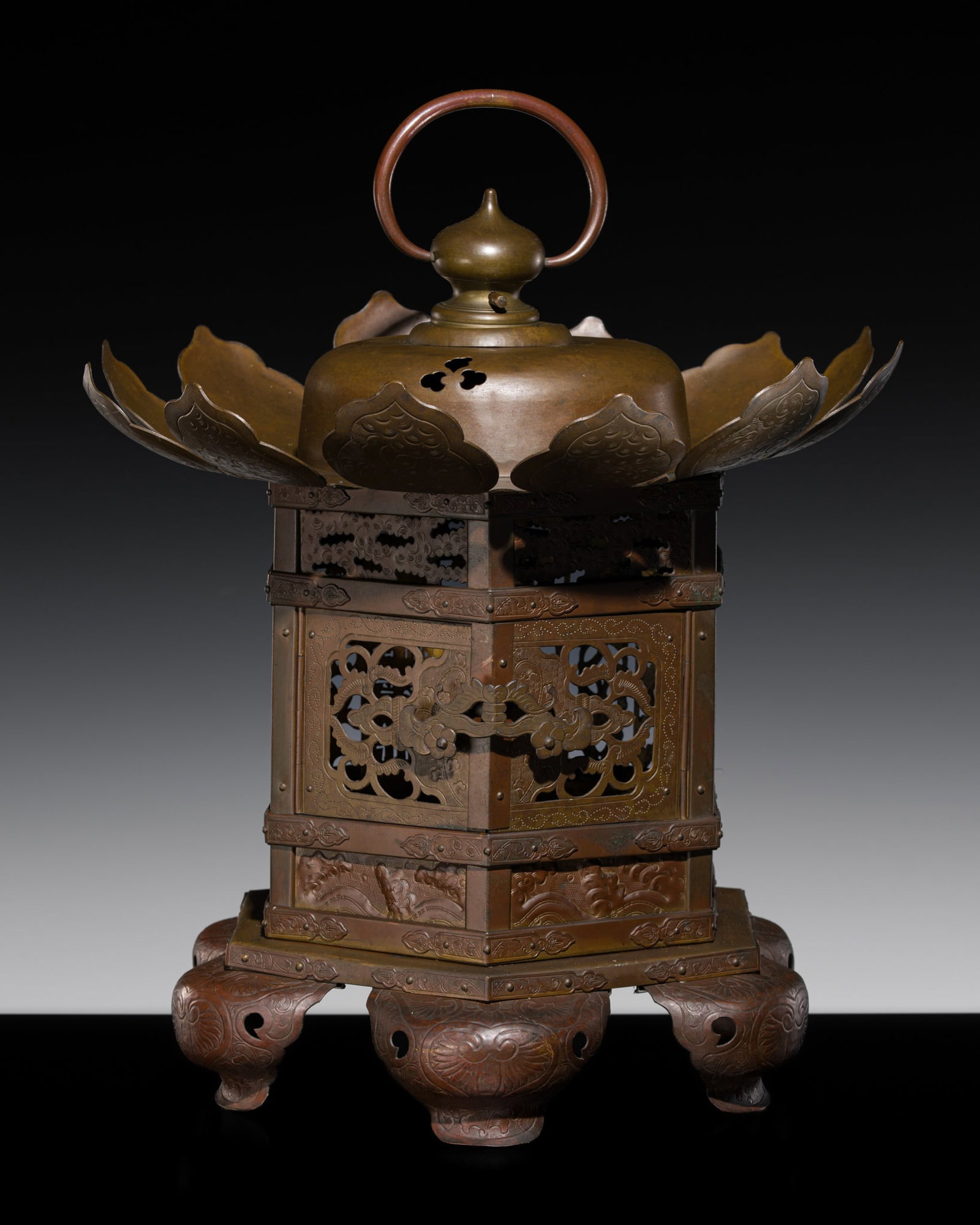A BRONZE TEMPLE HANGING LANTERN, TSURI-DORO, EDO PERIOD (1 of 16)
