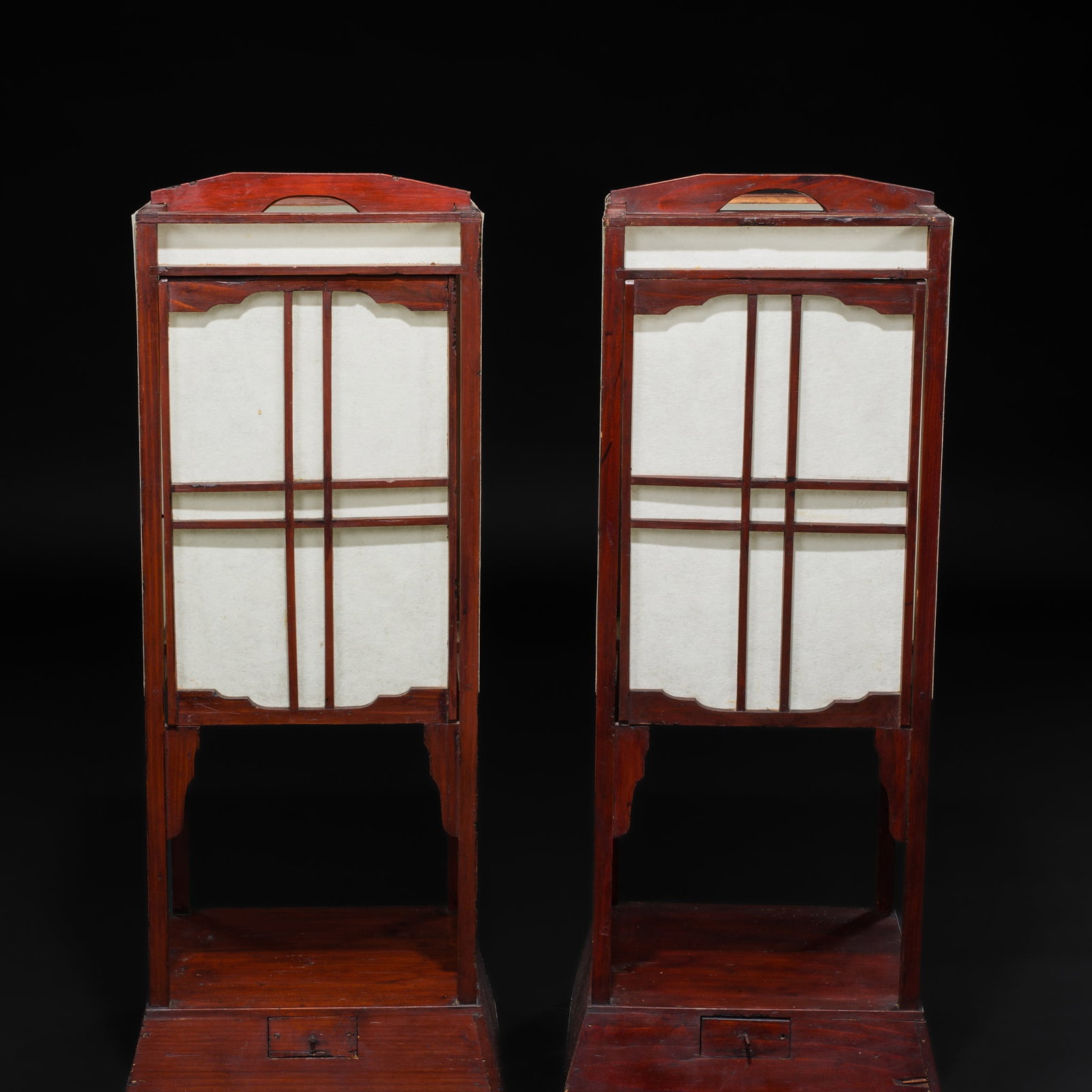 A PAIR OF WOOD KAKU ANDON, LANTERNS, 19TH CENTURY: A PAIR OF WOOD KAKU ANDON, LANTERNS, 19TH CENTURY This lot is from a single owner collection and is therefore offered without reserve The Jorgen Ruben Gallery Ledger, entry from 2005: “No. 344, 