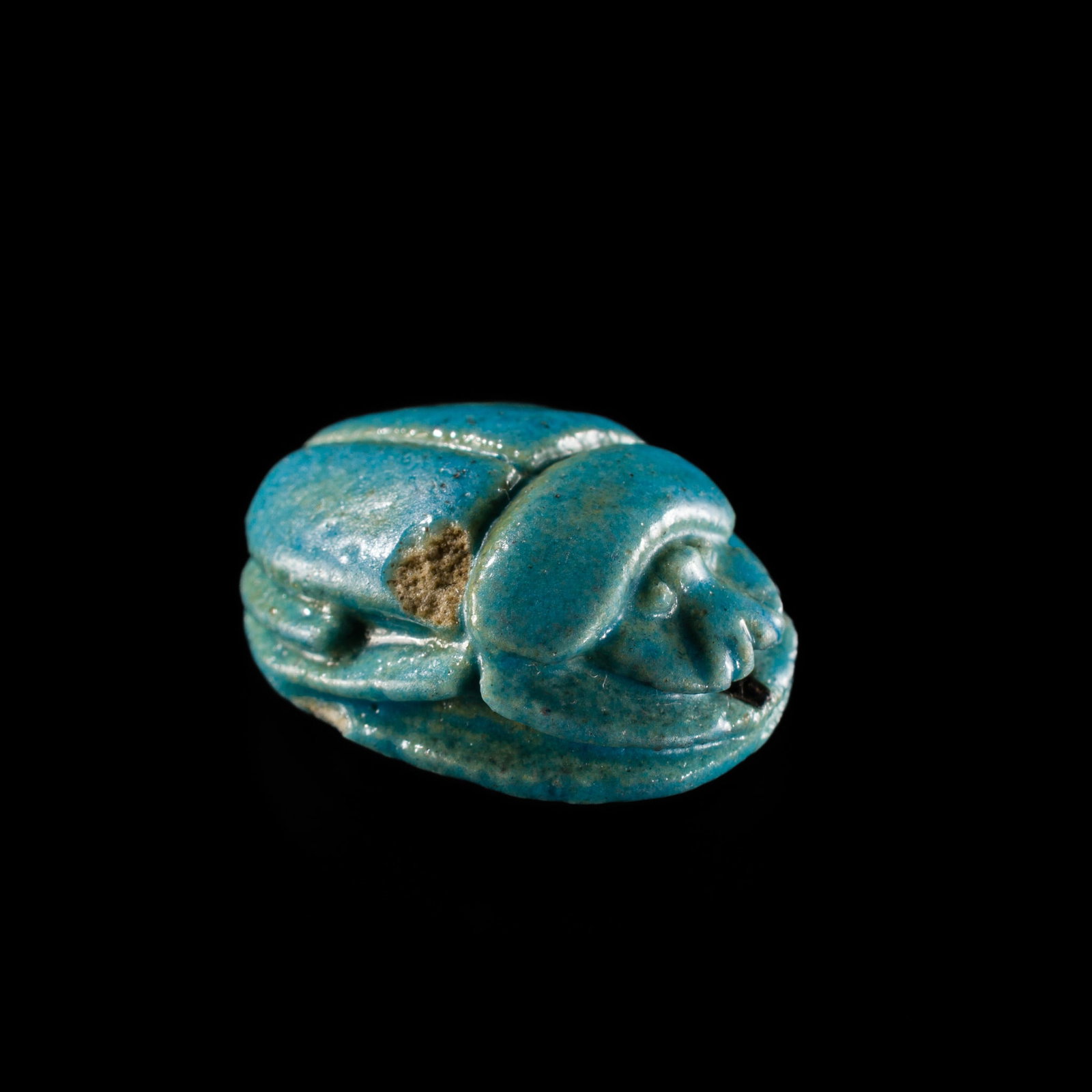 A BLUE FAIENCE SCARAB FOR AMUN-RA, NEW KINGDOM (1 of 15)