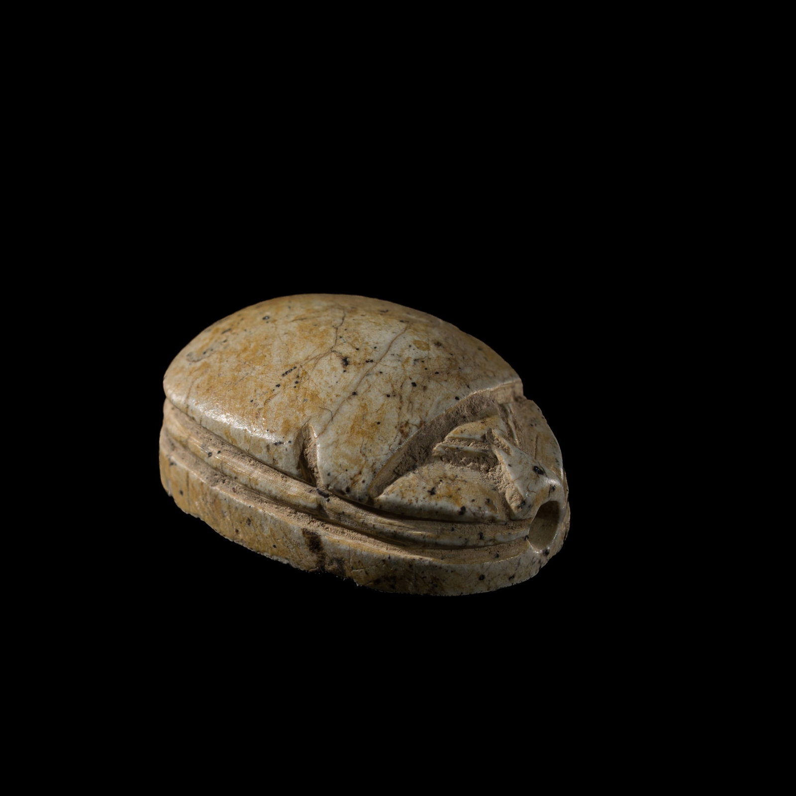 AN EGYPTIAN INSCRIBED STEATITE SCARAB, LATE PERIOD: AN EGYPTIAN INSCRIBED STEATITE SCARAB, LATE PERIOD This lot is from a single owner collection and is therefore offered without reserve Egypt or Canaan, 664-332 BC. Naturalistically carved to depict a 