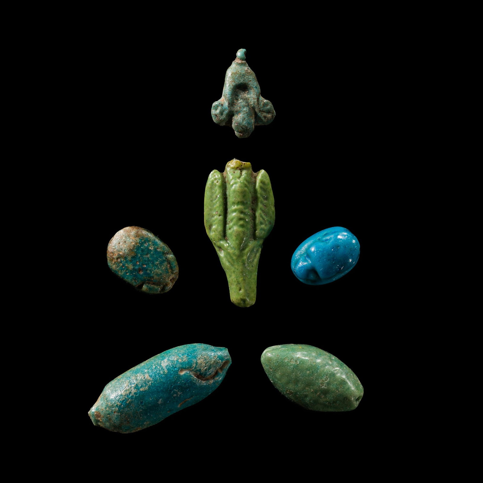 A GROUP OF SIX FAIENCE AMULETS, NEW KINGDOM (1 of 10)