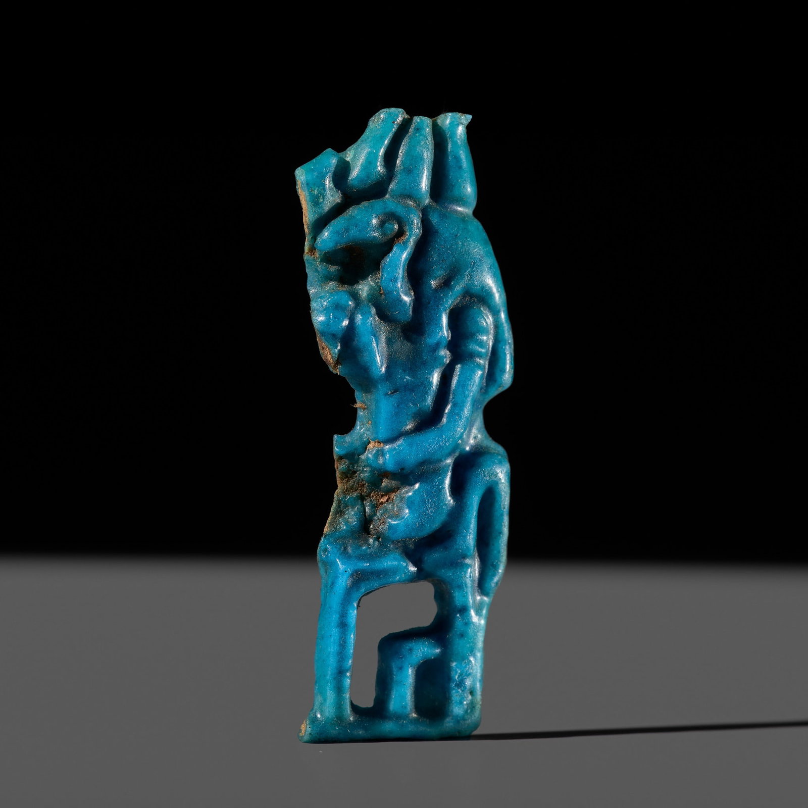 A RARE EGYPTIAN TURQUOISE FAIENCE 'THOTH' AMULET, THIRD INTERMEDIATE-LATE PERIOD: A RARE EGYPTIAN TURQUOISE FAIENCE 'THOTH' AMULET, THIRD INTERMEDIATE-LATE PERIOD This lot is from a single owner collection and is therefore offered without reserve Egypt, circa 1069-332 BC. The ibis-