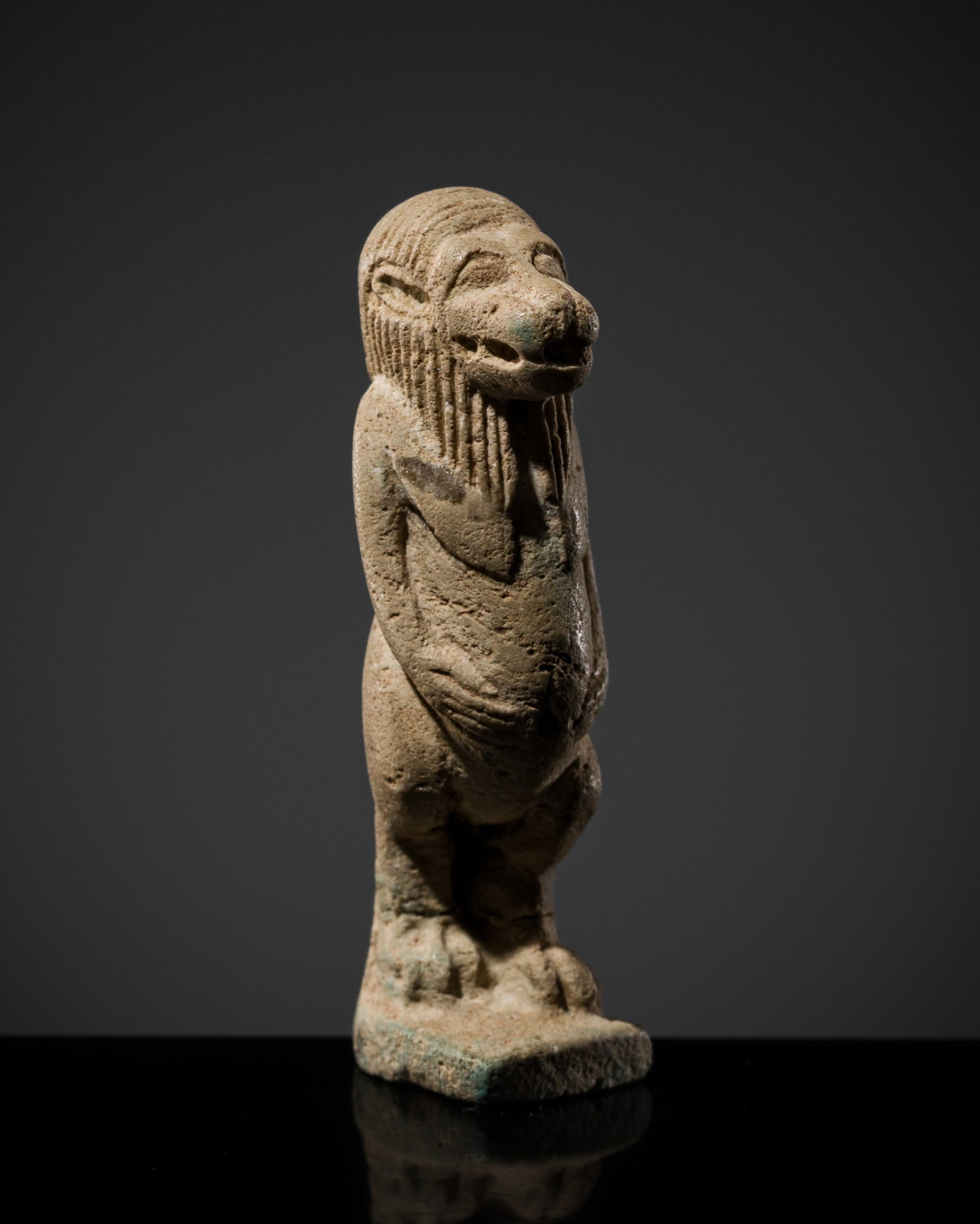 A FAIENCE AMULET OF TAWERET, LATE PERIOD: A FAIENCE AMULET OF TAWERET, LATE PERIOD This lot is from a single owner collection and is therefore offered without reserve The Jorgen Ruben Gallery Ledger, entry from 2005: “No. 58, F. A. E. a