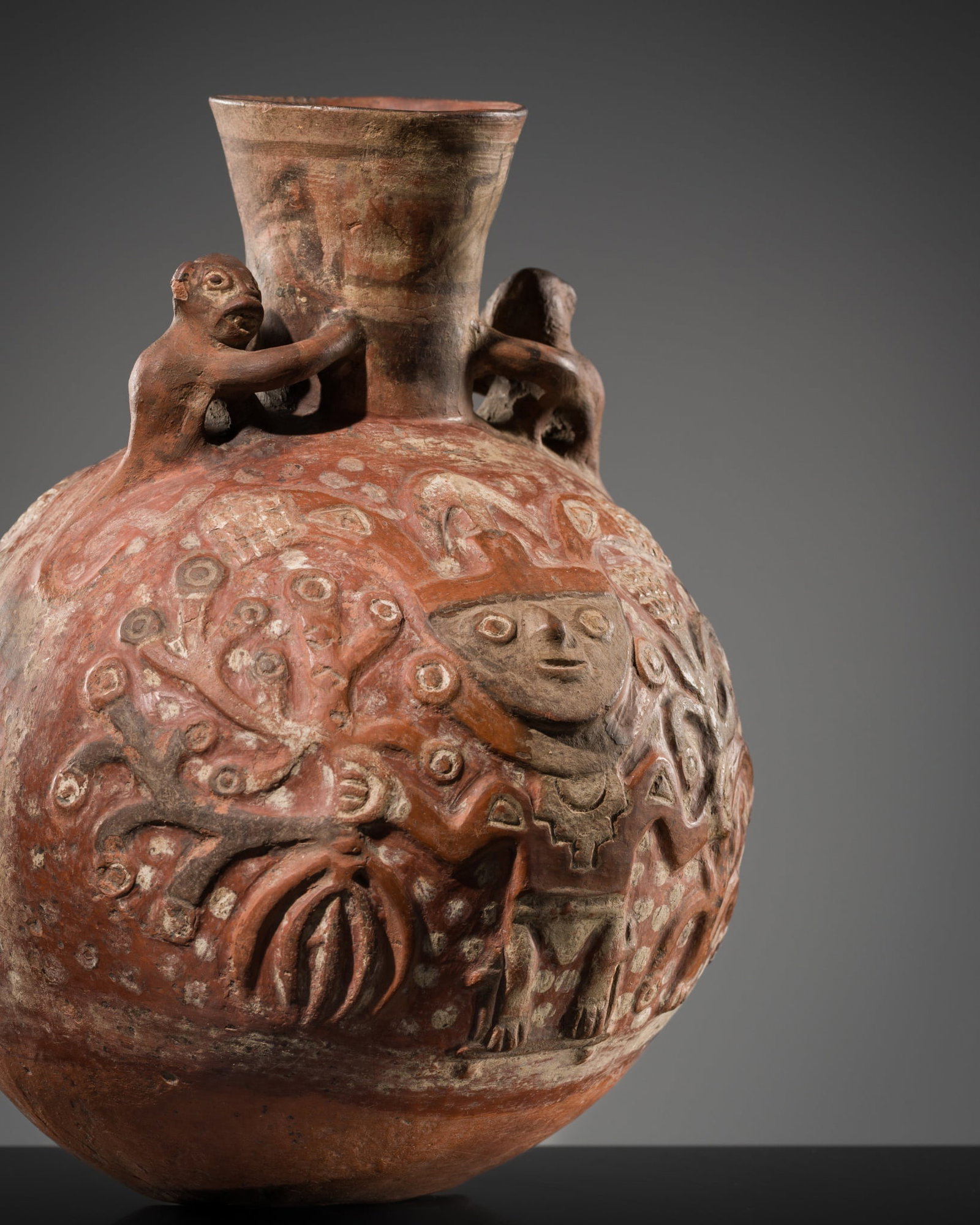 A PAINTED POTTERY 'FIGURAL' JAR, LAMBAYAQUE OR TIWANAKU, 1000-1476 AD (1 of 13)