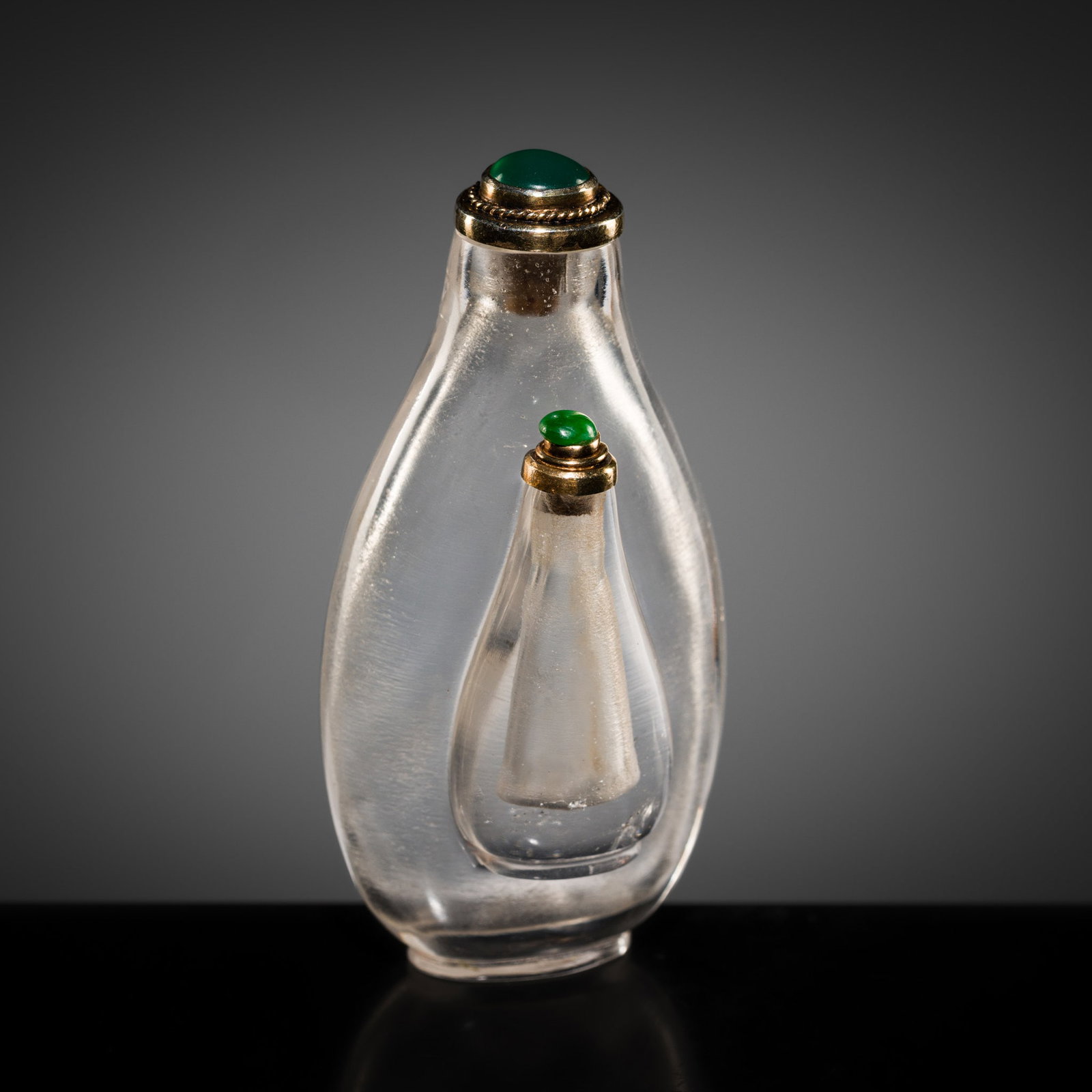 A RARE AND UNUSUAL ROCK CRYSTAL 'DOUBLE' SNUFF BOTTLE, 1750-1870 (1 of 14)