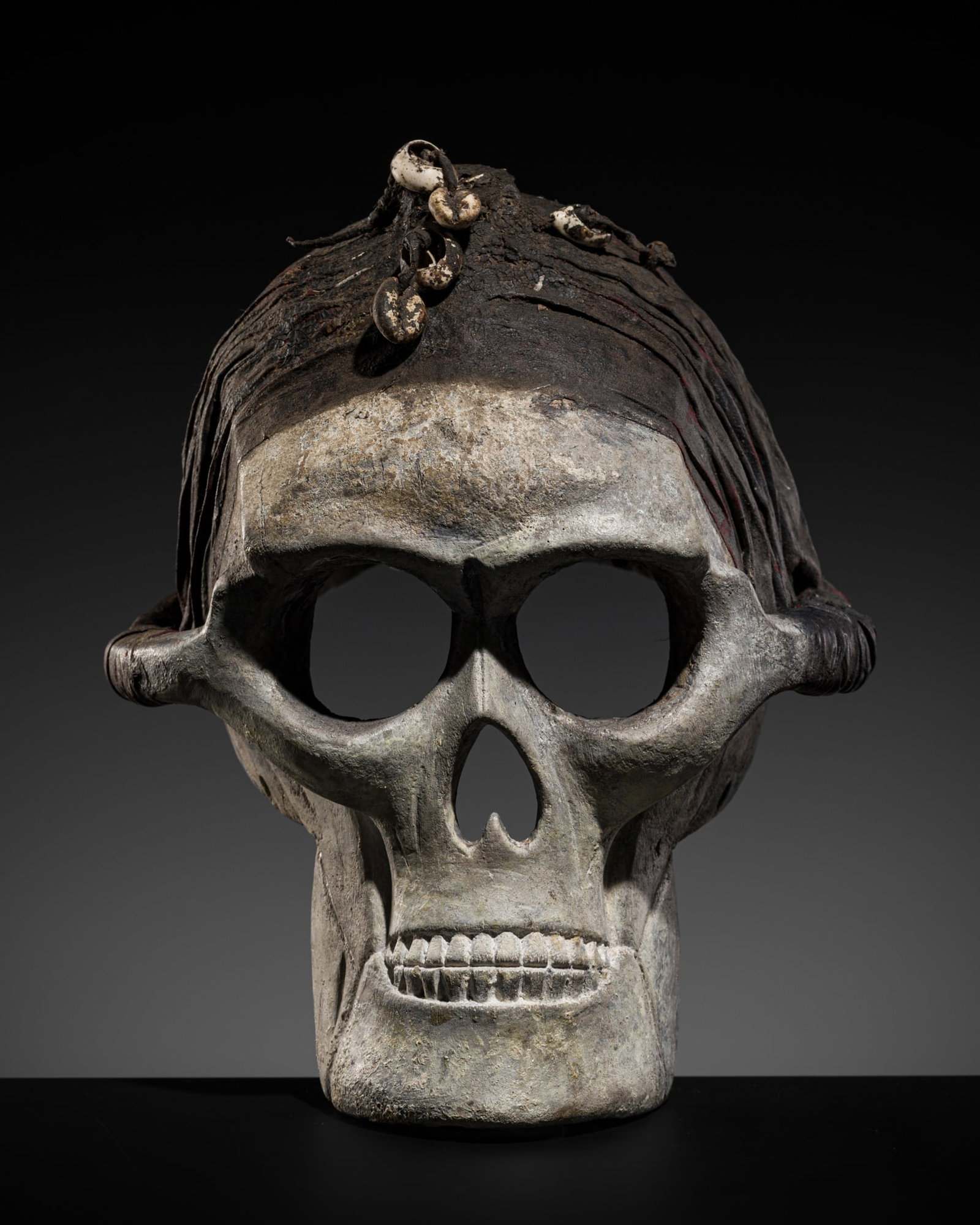AN EWE POLYCHROME WOOD VOODOO SKULL MASK, TOGO, 20TH CENTURY (1 of 16)