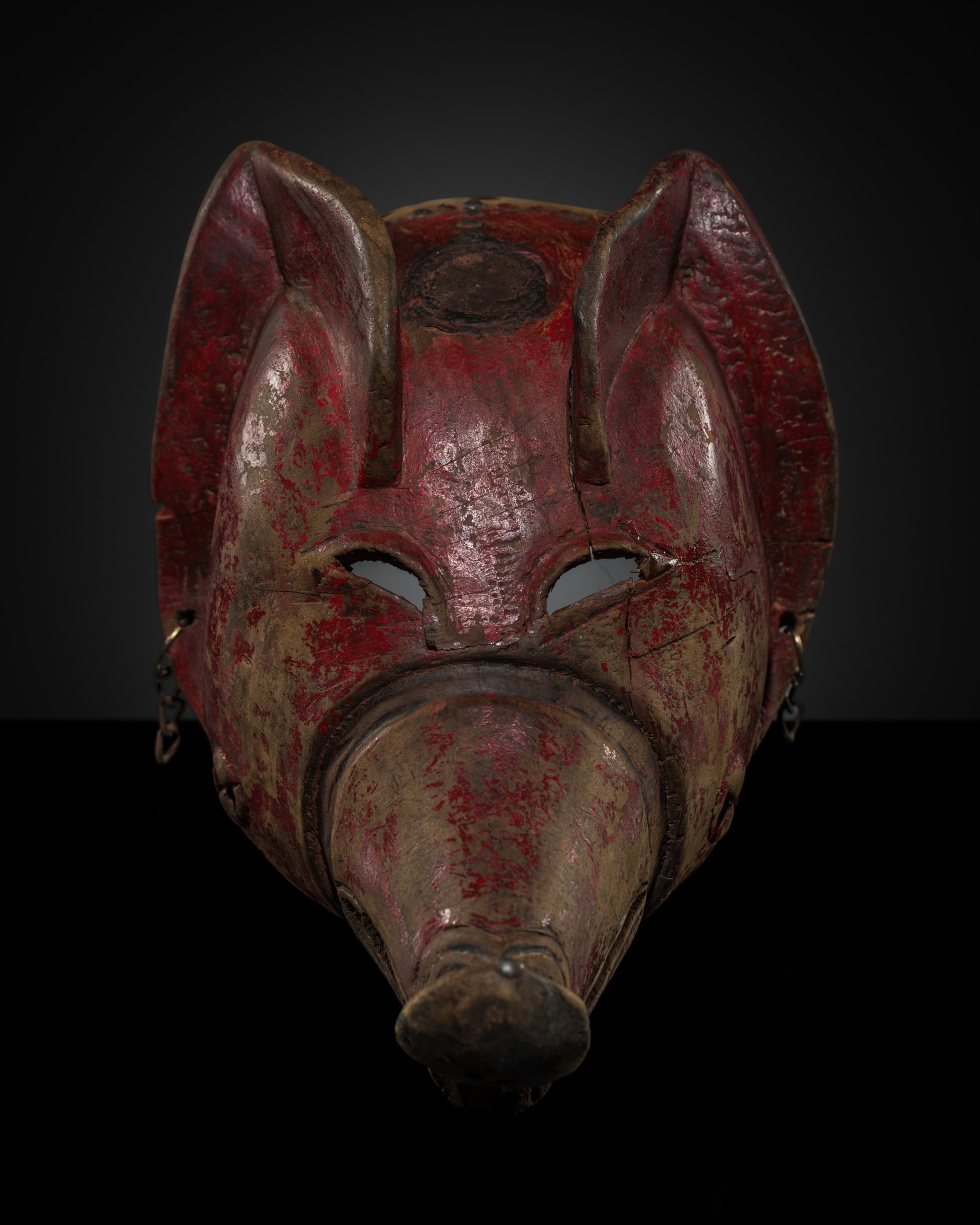 A CHOKWE WOOD 'PIG' MASK, NGULU, 20TH CENTURY (1 of 17)