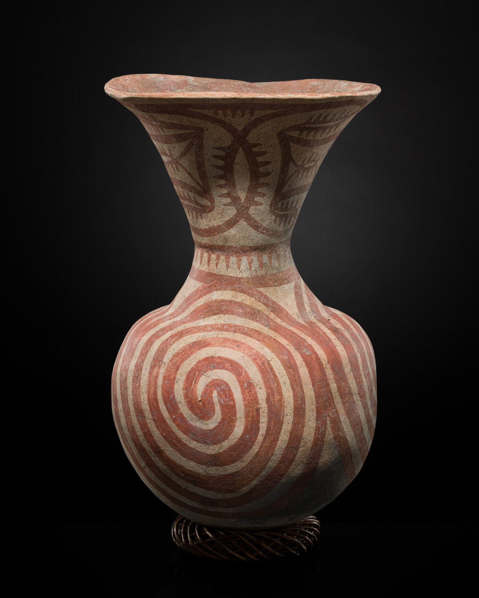 A PAINTED POTTERY 'SPIRAL' VASE, BAN CHIANG, 3RD CENTURY BC-3RD CENTURY AD: A PAINTED POTTERY 'SPIRAL' VASE, BAN CHIANG, 3RD CENTURY BC-3RD CENTURY AD This lot is from a single owner collection and is therefore offered without reserve Thailand, Udon Thani Province. The vase o