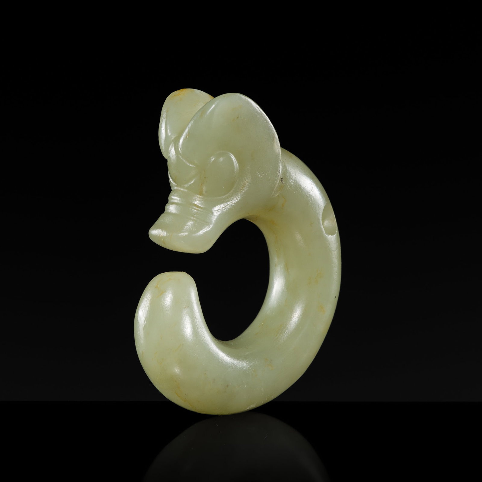 A CELADON JADE 'PIG-DRAGON' PENDANT, ZHULONG, HONGSHAN CULTURE (1 of 11)
