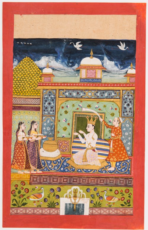 PALACE SCENE WITH MAHARAJA AND SERVANTS (1 of 2)