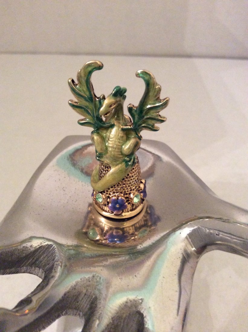 Kirks Folly Gold Tone Green Enamel Dragon Thimble: Kirks Folly Gold Tone Green Enamel Dragon Thimble