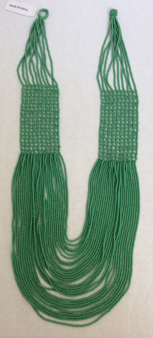 22" Green Beads Costume Necklace Made in Nepal: 22" Green Beads Costume Necklace Made in Nepal