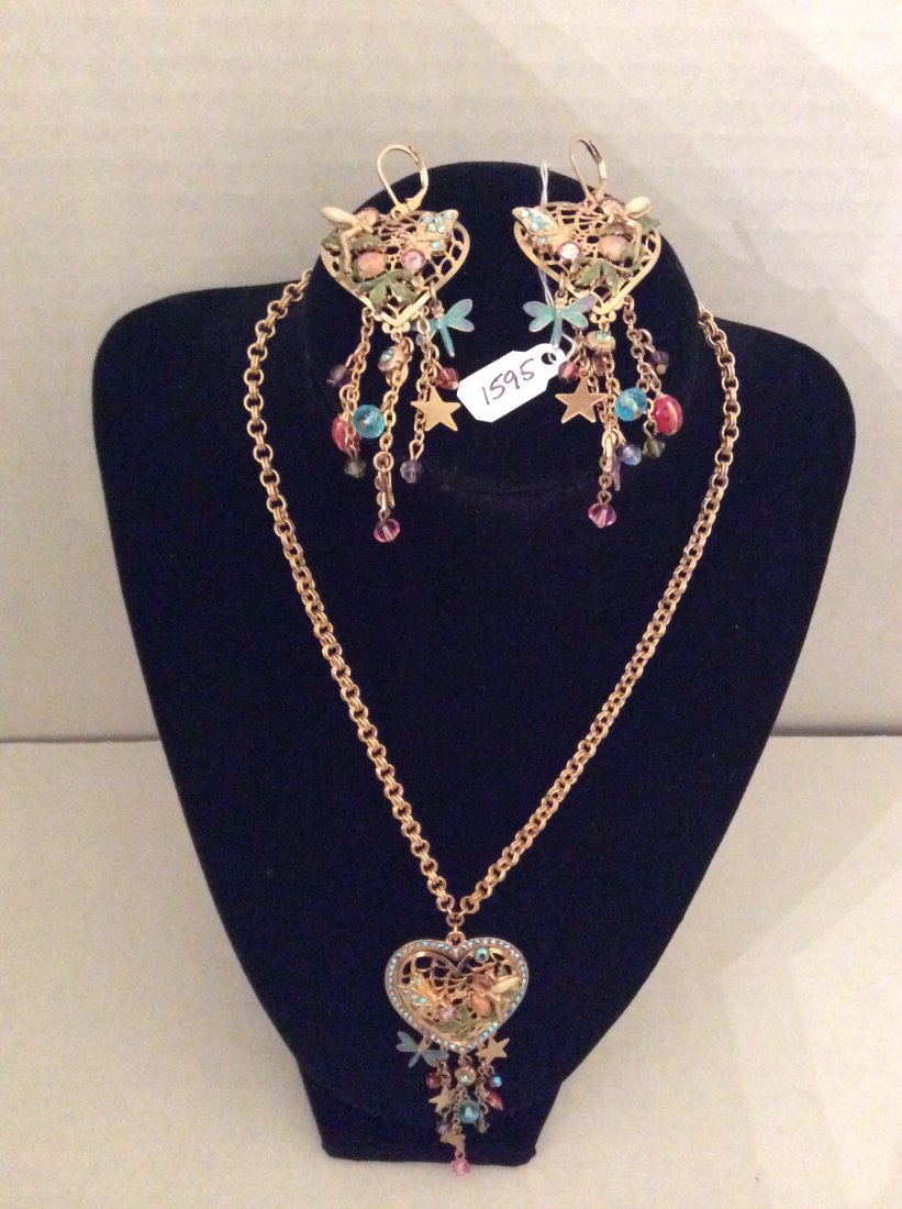 Kirks Folly 19" Dragonfly & Hearts Necklace and: Kirks Folly 19" Dragonfly & Hearts Necklace and Earrings