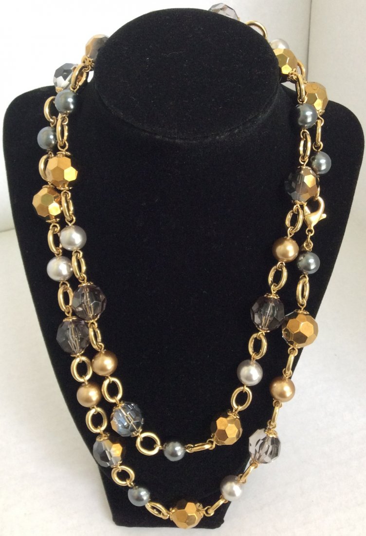 44" Kenneth Jay Lane Gold Tone Clear Crystal Necklace: 44" Kenneth Jay Lane Gold Tone Clear Crystal Necklace