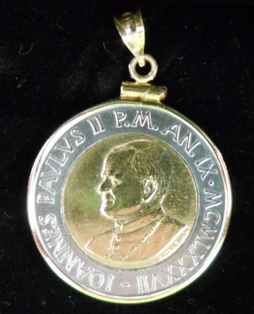 1987 Pope John Paul 500 Lire with 14K Coin Holder: 1987 Pope John Paul with 14K Coin Holder