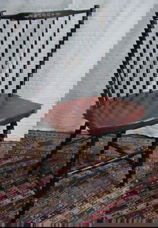 Hitchcock Replica Fancy Stenciled Chair: Stamped With Hitchcock Marking On back, good replica, 5 board seat, structurally sound.18" High Seat, 34 1/2" Tall.