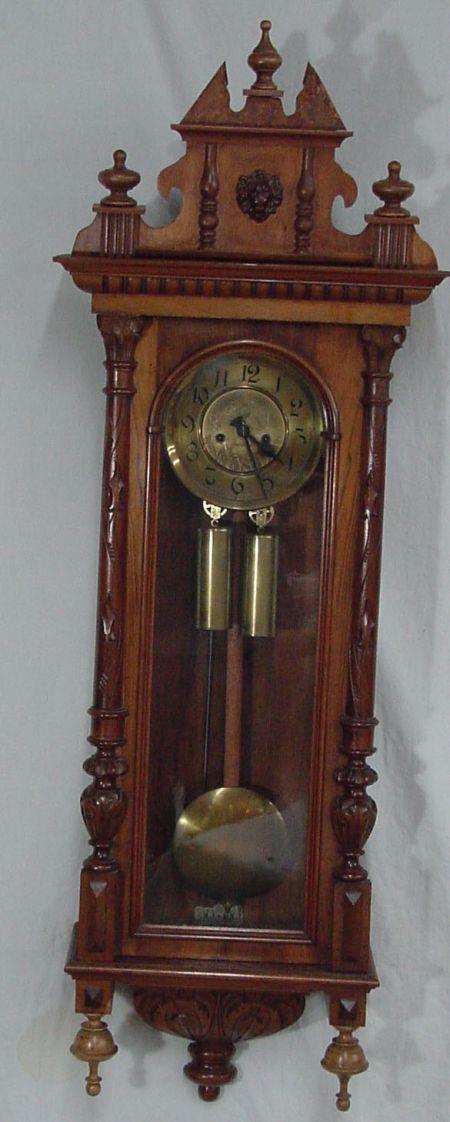 Gustave Becker Regulator Wall Clock: Mahogany case, excellent running condition, engraved brass face, 8 day movement, Gustave Becker is simply one of the best movements you can buy. 1890-1910 era.