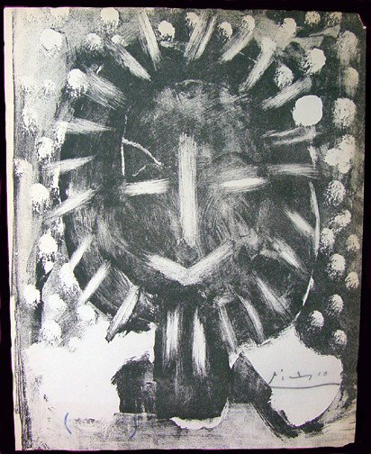 A Picasso Head of Faun II Lithograph 1949: Title Head of Faun II, Original Lithograph, 1949, Ref: Mourlot 160, Block 591, Cramer 55, hand signed by the artist. Accompanied by a Certificate of Authenticity from David Smith of London, stamp on b
