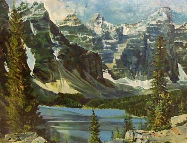 Western Mountain & Lake Scene by M. Remo  (1 of 1)