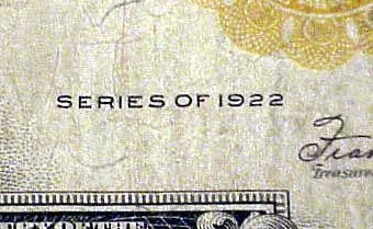 1922 US $50 Gold Certificate - 2