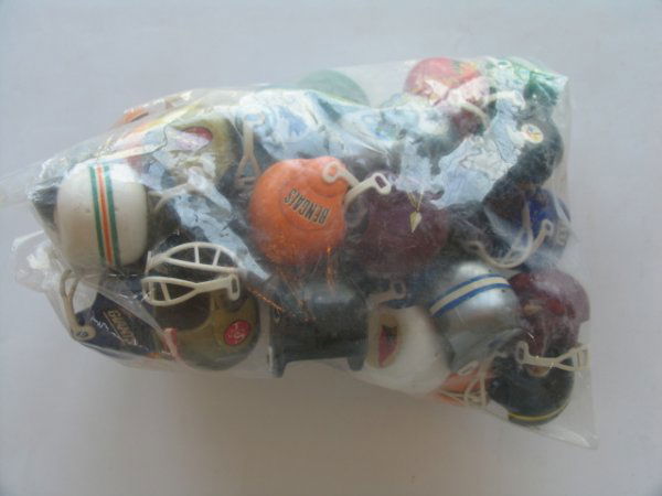 1976 NFL Helmets Bubble Gum Machine: Unopened Hoard. Numerous Miniature Football Helmets Still in Original Vendor Bag Mint