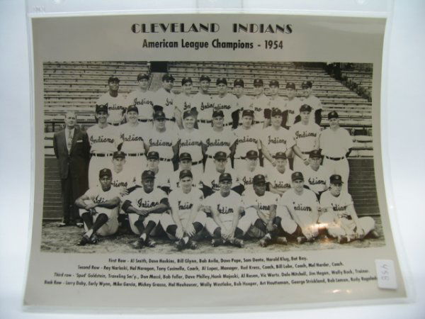 Cleveland Indians 1954 Real Photo Premium: American League Champions NM Includes Bob Feller, Al Lopez, Bob Feller, Al Rosen, Vic Wertz, Larry Doby, Early Wynn, Hal Neuhouser, Bob Lemon & Many More Measures 8" x 10