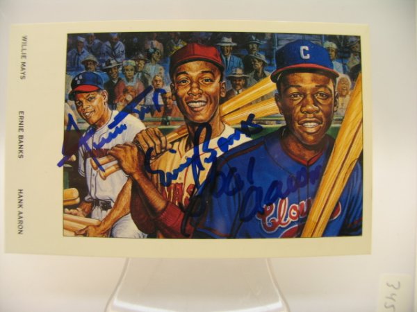 Willie Mays, Ernie Banks & Hank Aaron Postcard