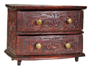 255: PA German Folk Art Carved Trinket Box, c.1809
